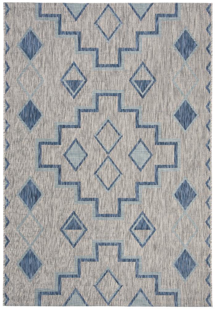 Courtyard CY8533 Power Loomed Indoor/Outdoor Area Rug - Grey/Aqua - 8'x11' - Safavieh.