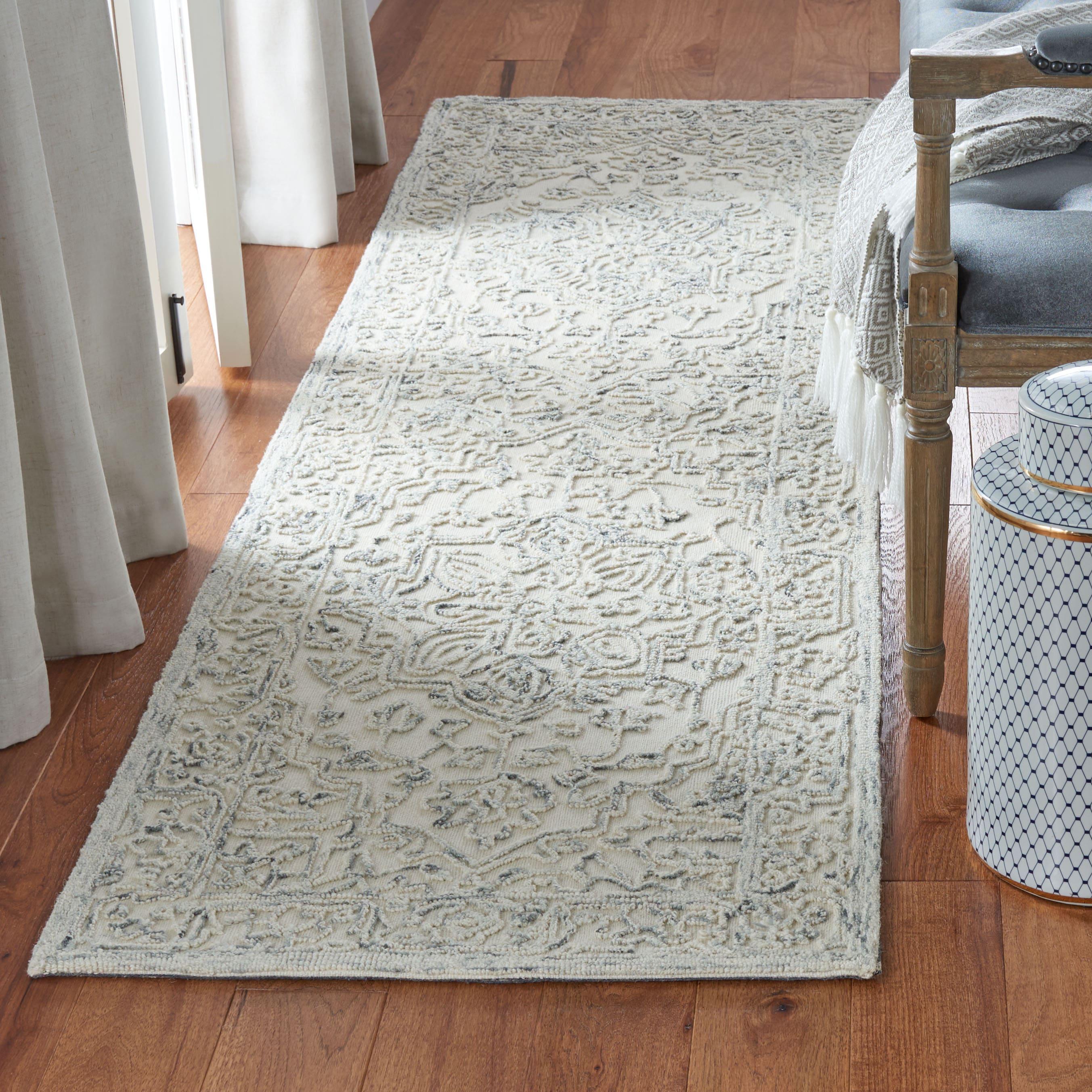 Trace TRC302 Hand Tufted Runner Rug - Ivory/Charcoal - 2'3"x8' - Safavieh.