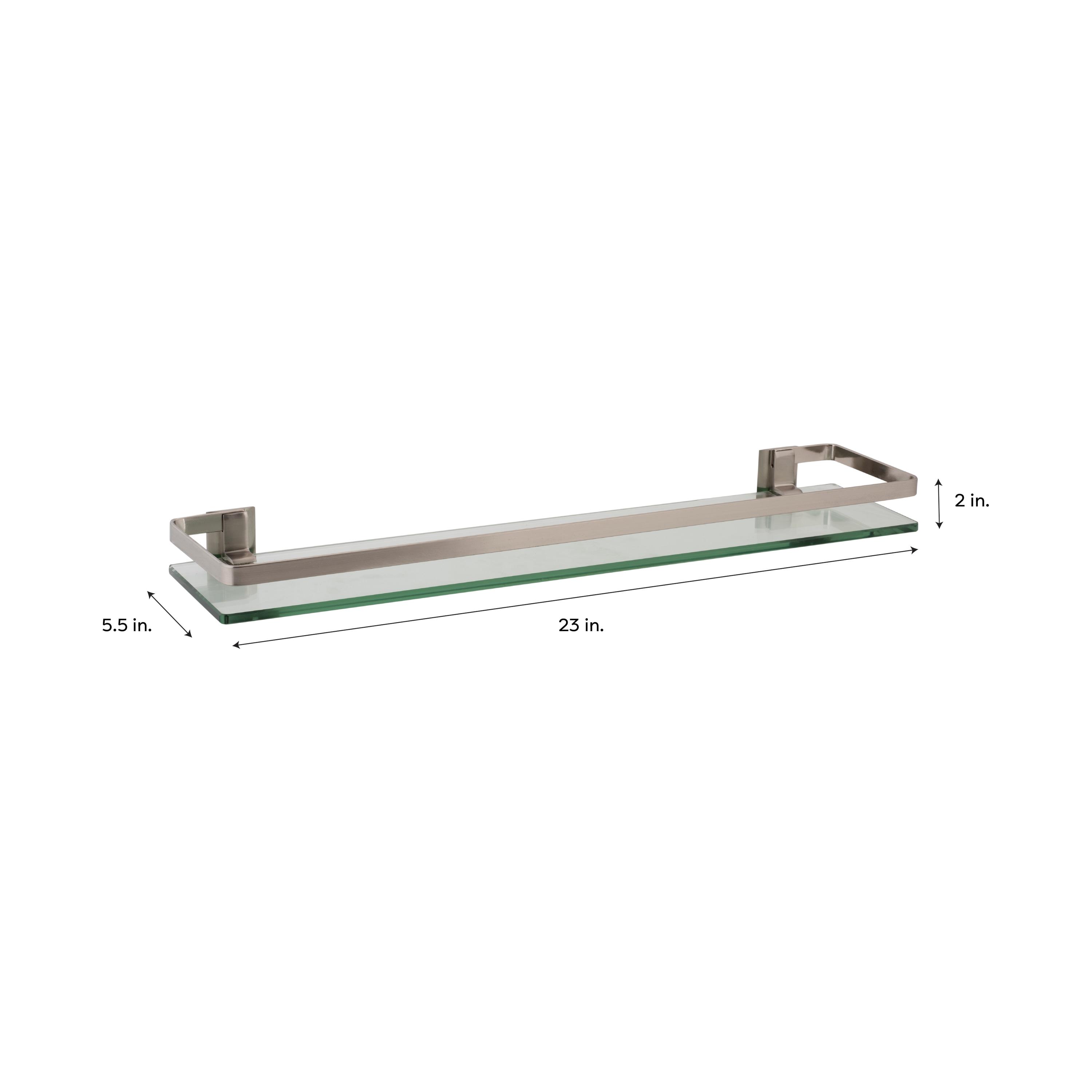 Glass Shelf with Metal Rail Nickel - Organize It All