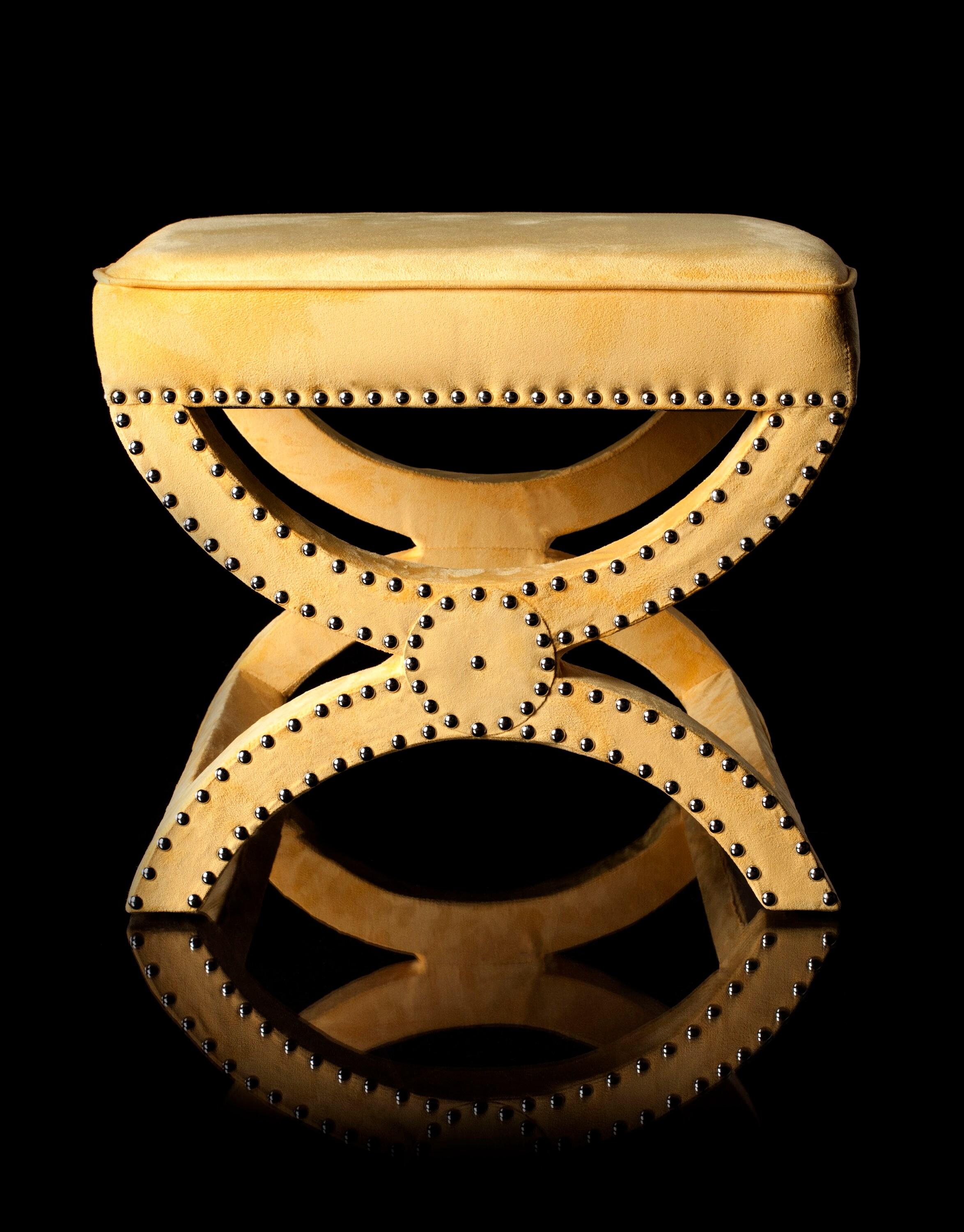 Mystic Ottoman with Silver Nail Heads - Yellow - Safavieh