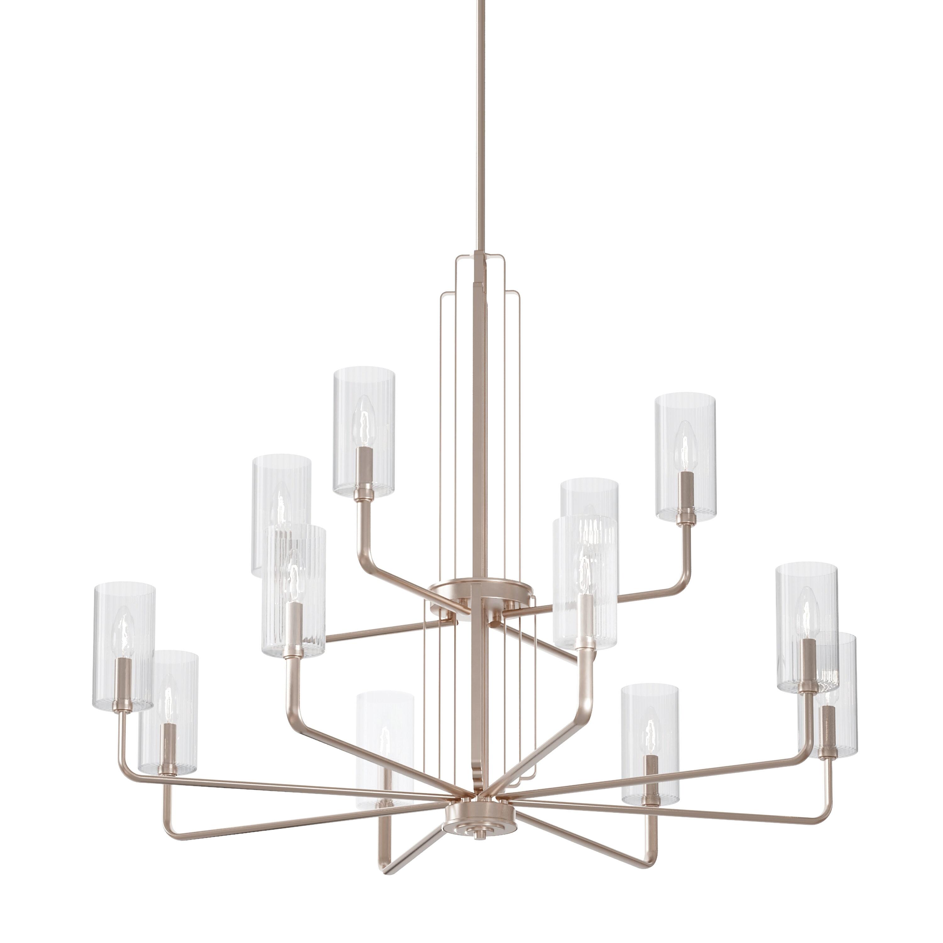 Kimrose™ 12 Light Chandelier with Clear Fluted Glass Brushed Natural Brass