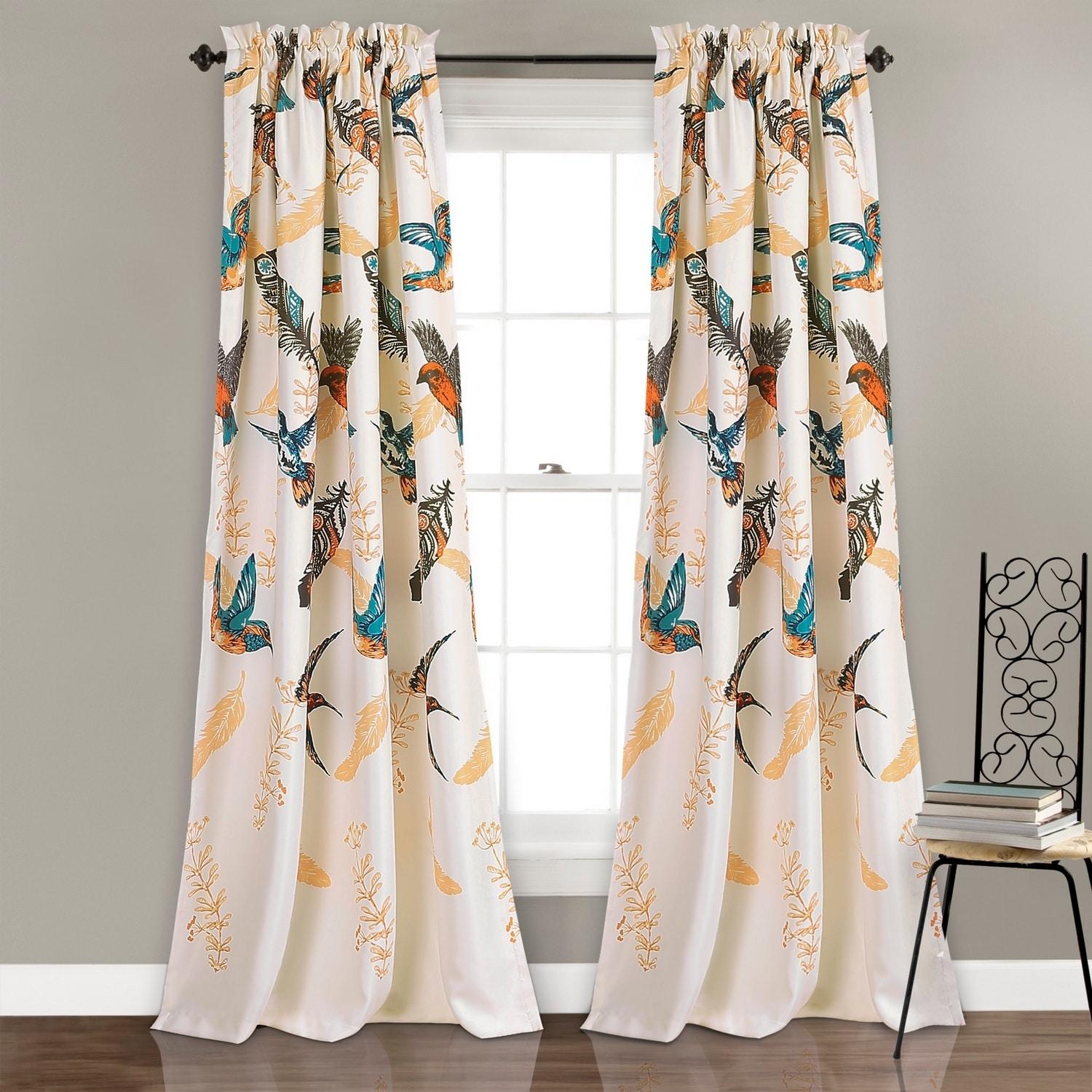 Lush Decor Bird Breeze Polyester Room Darkening Curtain Pair (Set of 2)