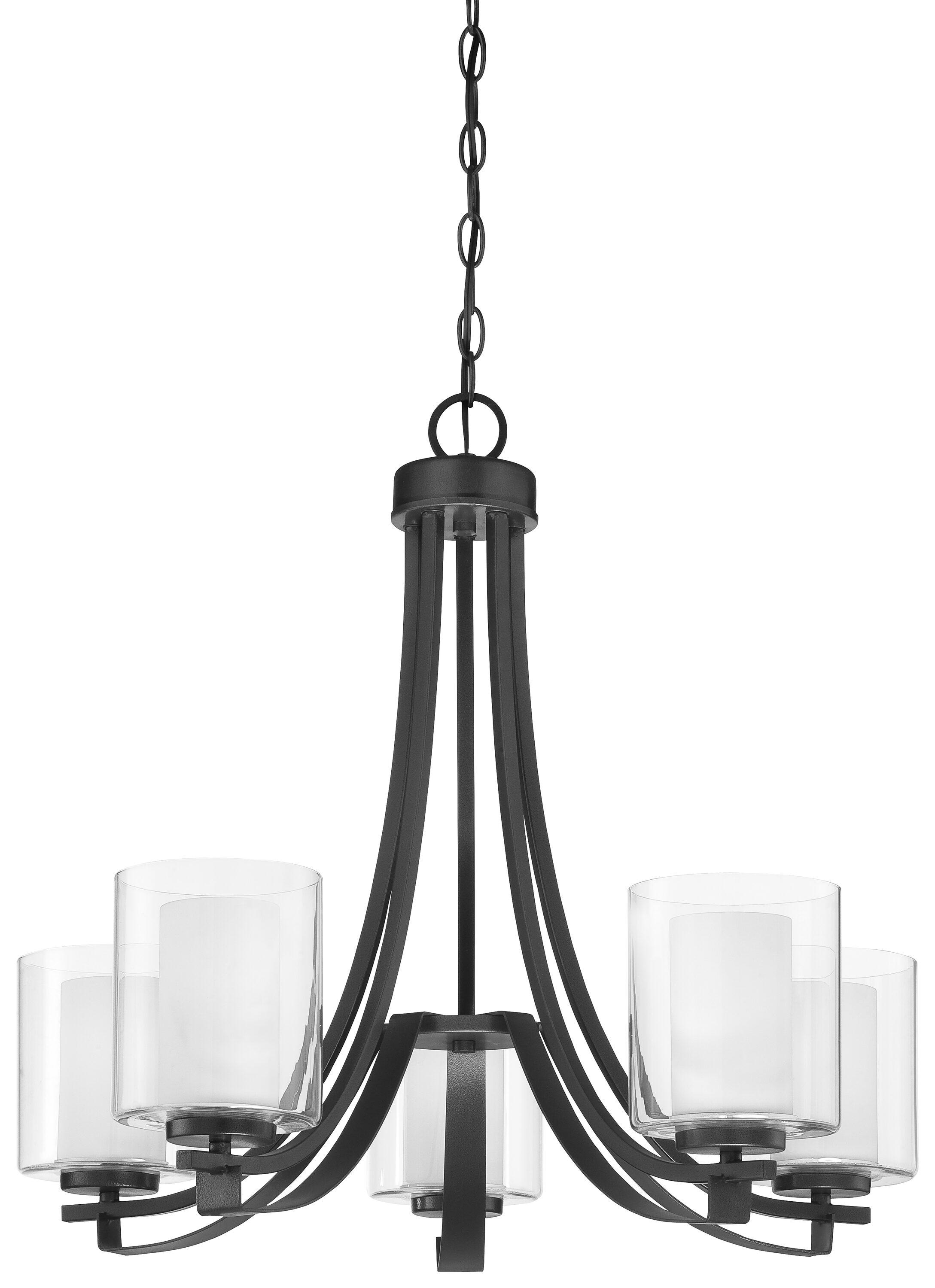 Minka Lavery Sand Coal Pendant Chandelier 25 1/2" Wide Modern Clear Outer White Inner Glass Shade 5-Light Fixture for Dining Room