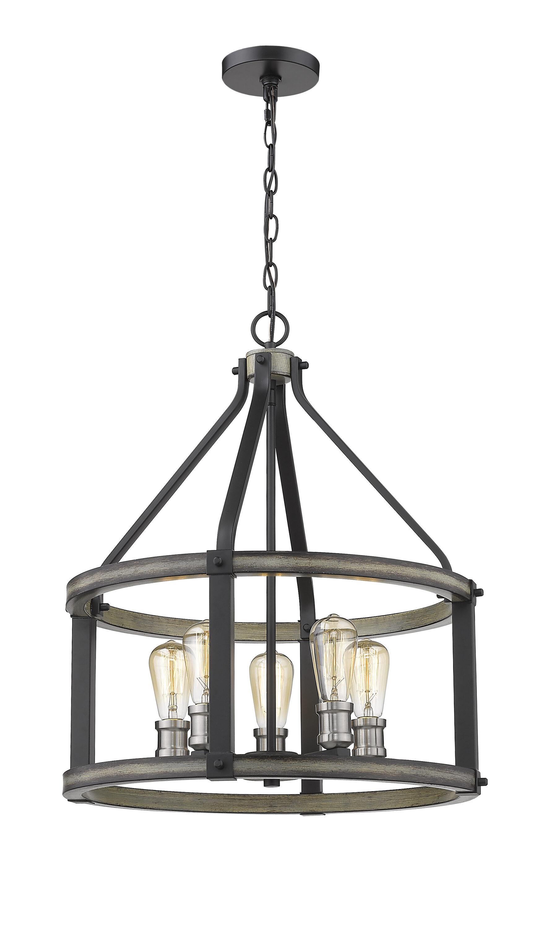 Kirkland 20" Black Steel Drum Pendant Light