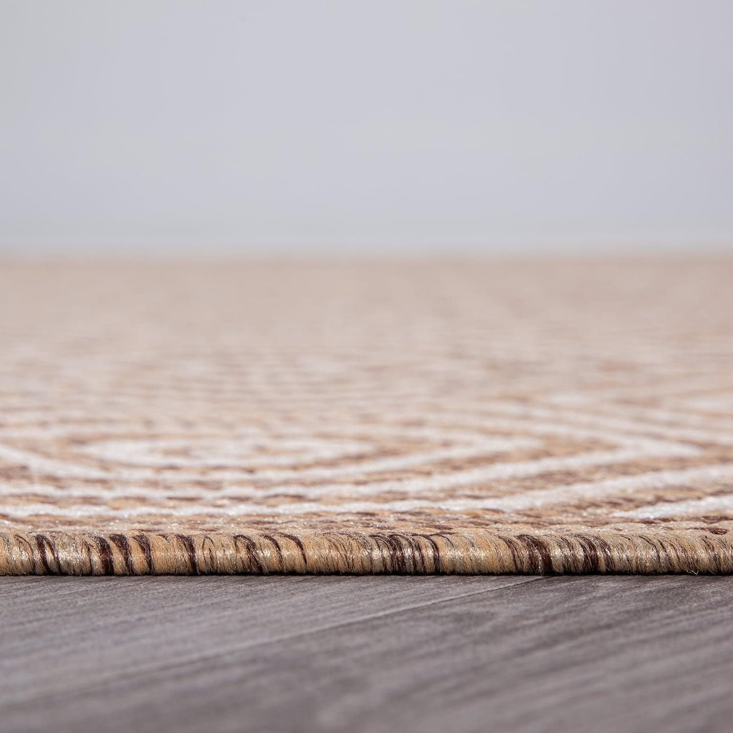 World Rug Gallery Modern Geometric Textured Flat Weave Indoor/Outdoor Area Rug - BROWN 7'10"X10'