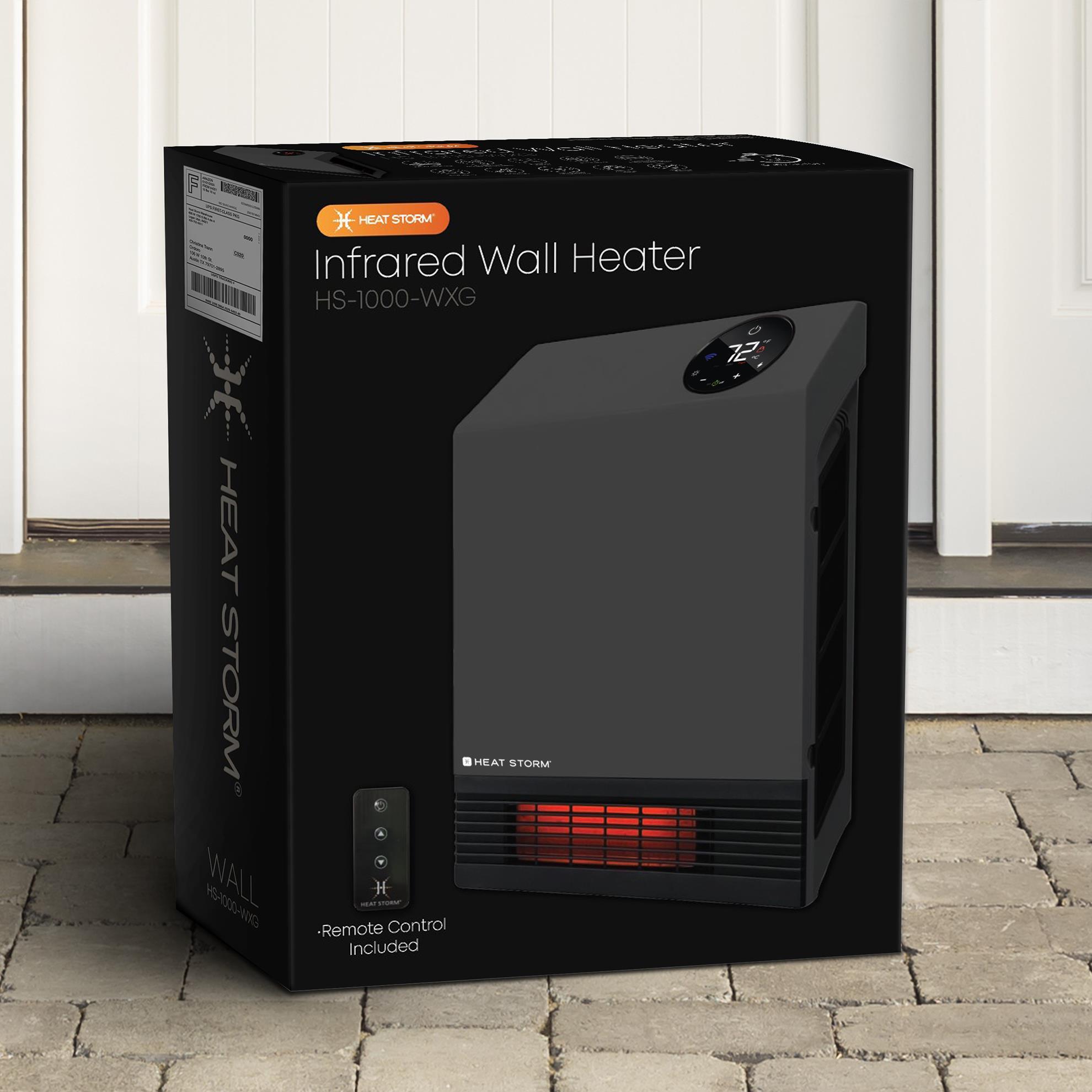 Heat Storm 1000 Watt Infrared Wall Mount Electric Heater, Gray