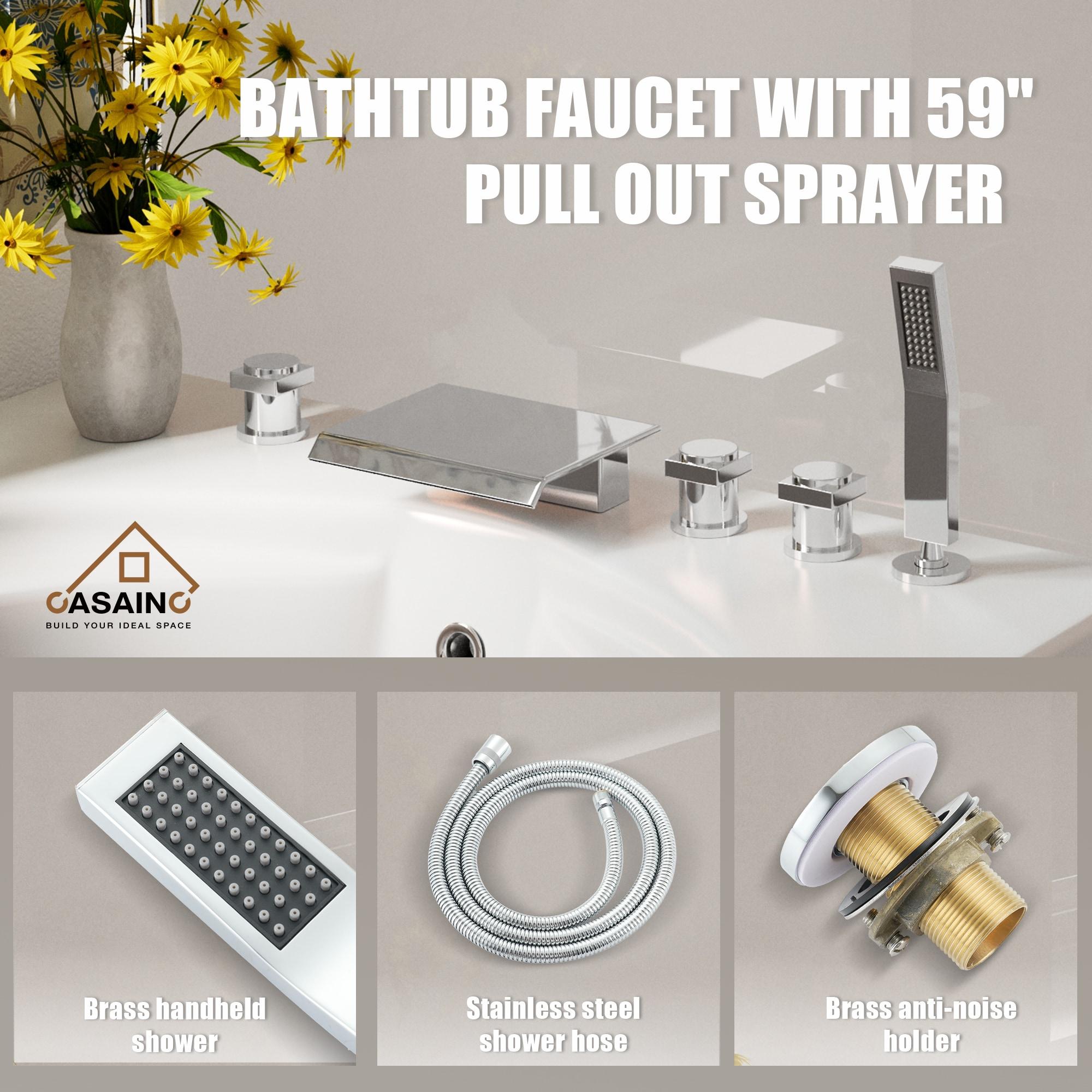 Single Handle Freestanding Bathtub Faucet with Diverter and Handshower