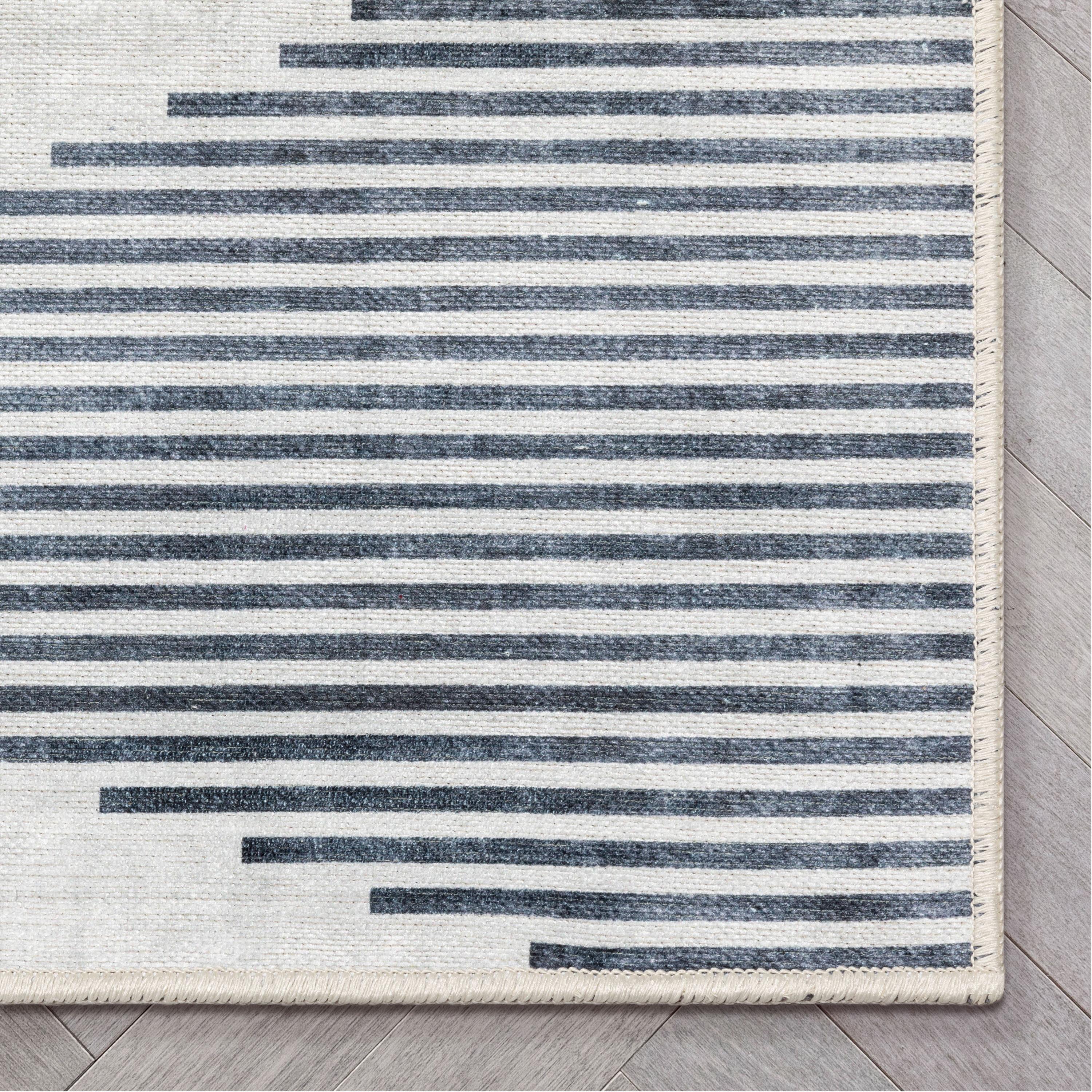 Trinx Kehr Bree Moroccan Diamond Stripes Ivory Grey Area Flat-Weave Rug