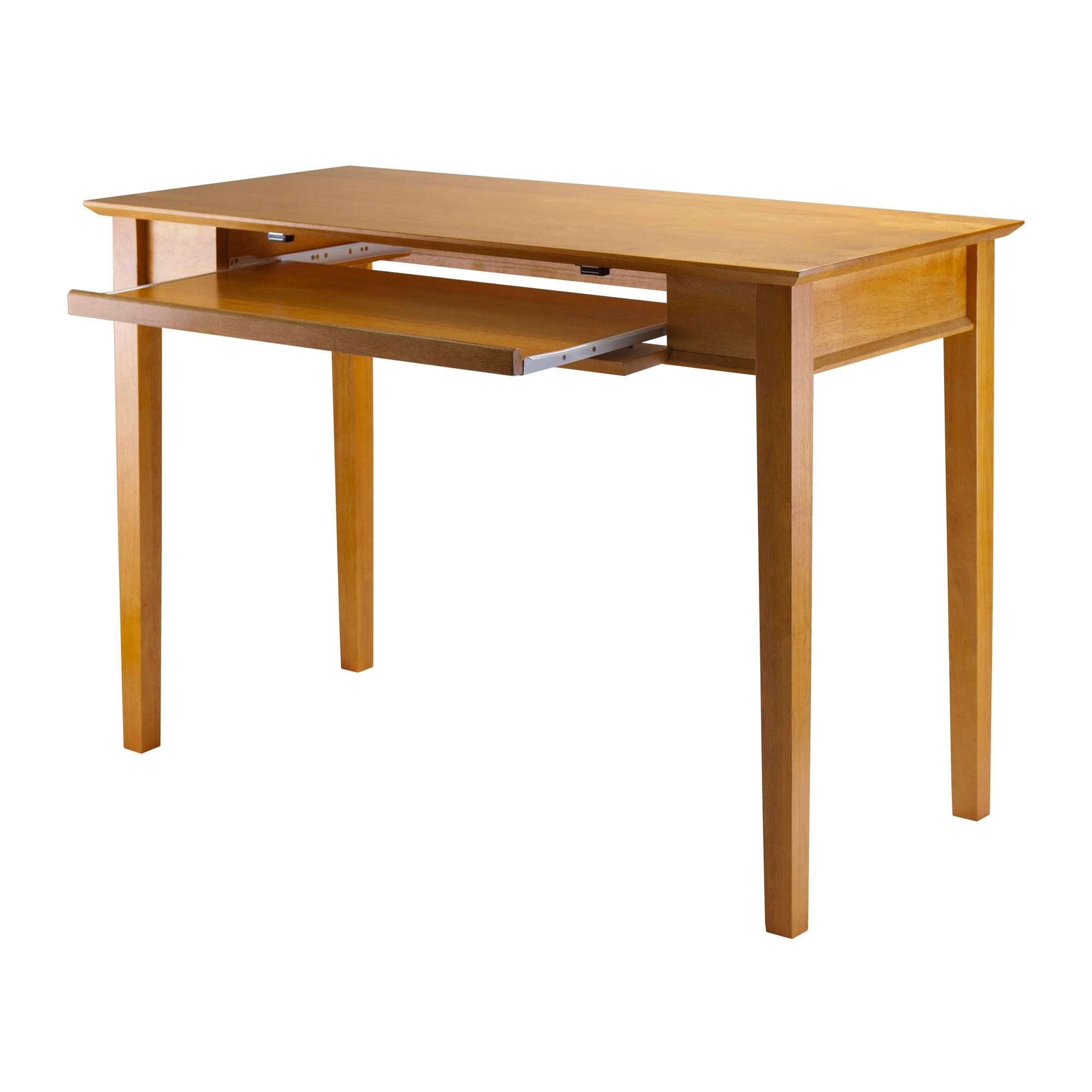 Studio Computer Desk Honey Brown - Winsome: Solid Wood, Pull-Out Tray, Luxury & Glam Style