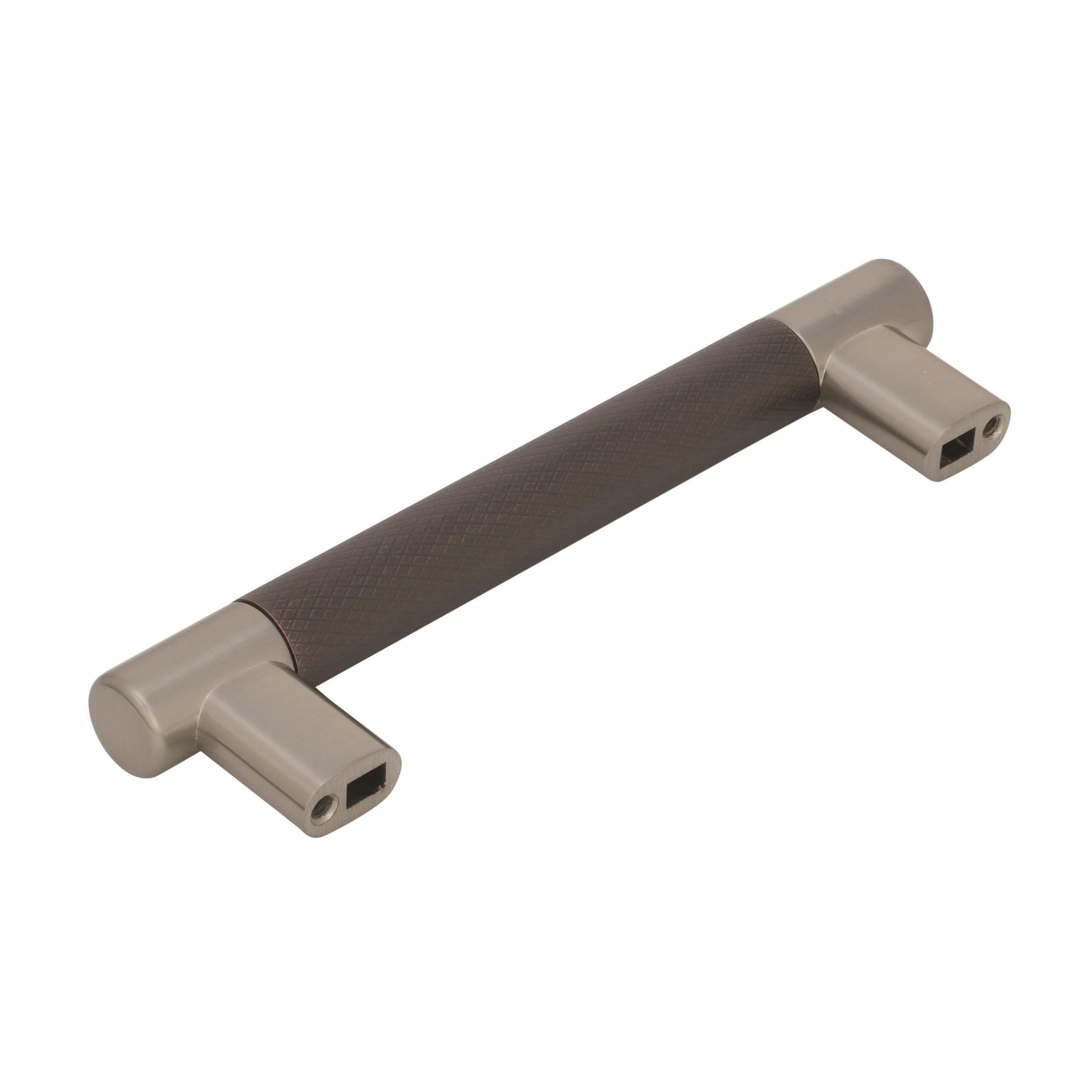 Amerock Esquire 5-1/16 inch (128mm) Center-to-Center Satin Nickel/Oil-Rubbed Bronze Cabinet Pull