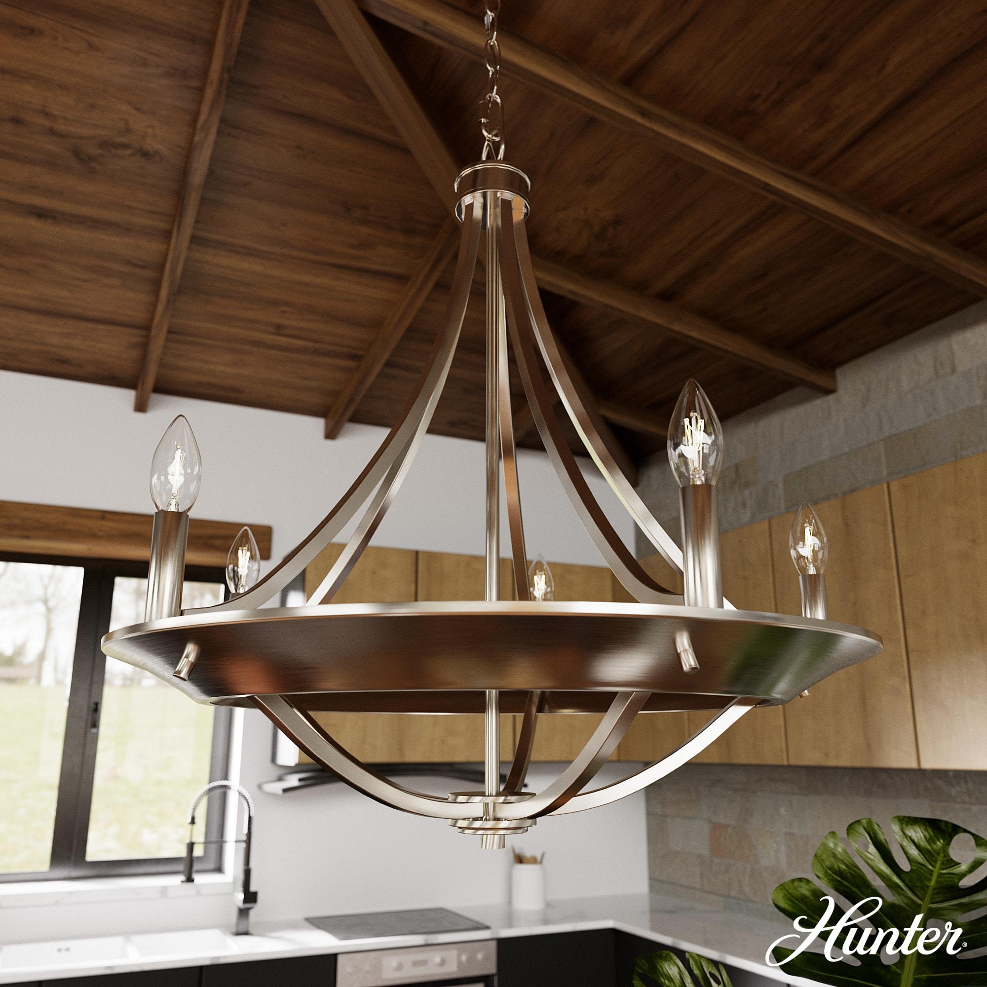 Hunter Fan Perch Point 5 Light Candle Style Wagon Wheel Chandelier