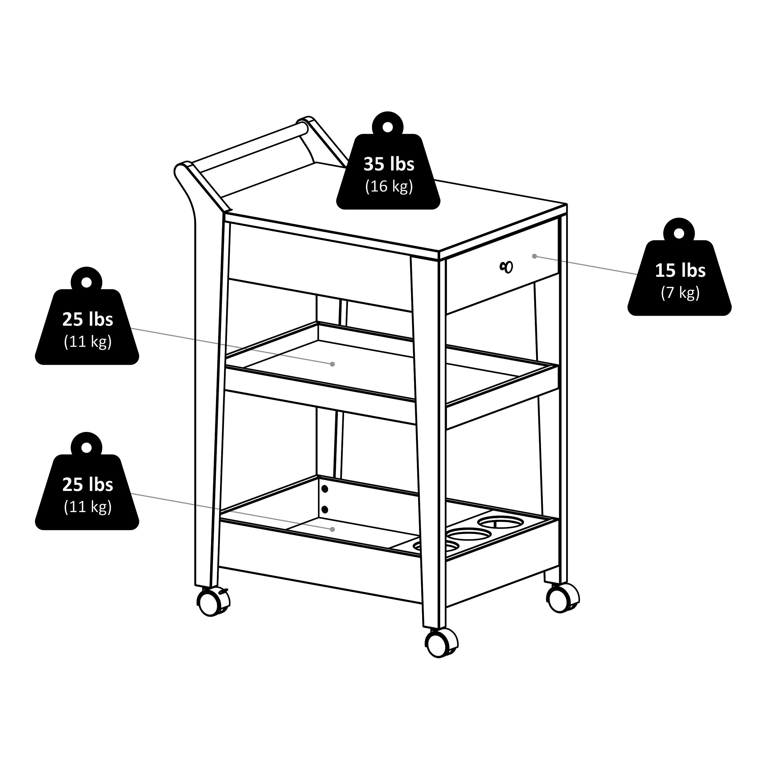 Skyline Decor Albert 33.27'' H x 24.8'' W Utility Cart with Wheels