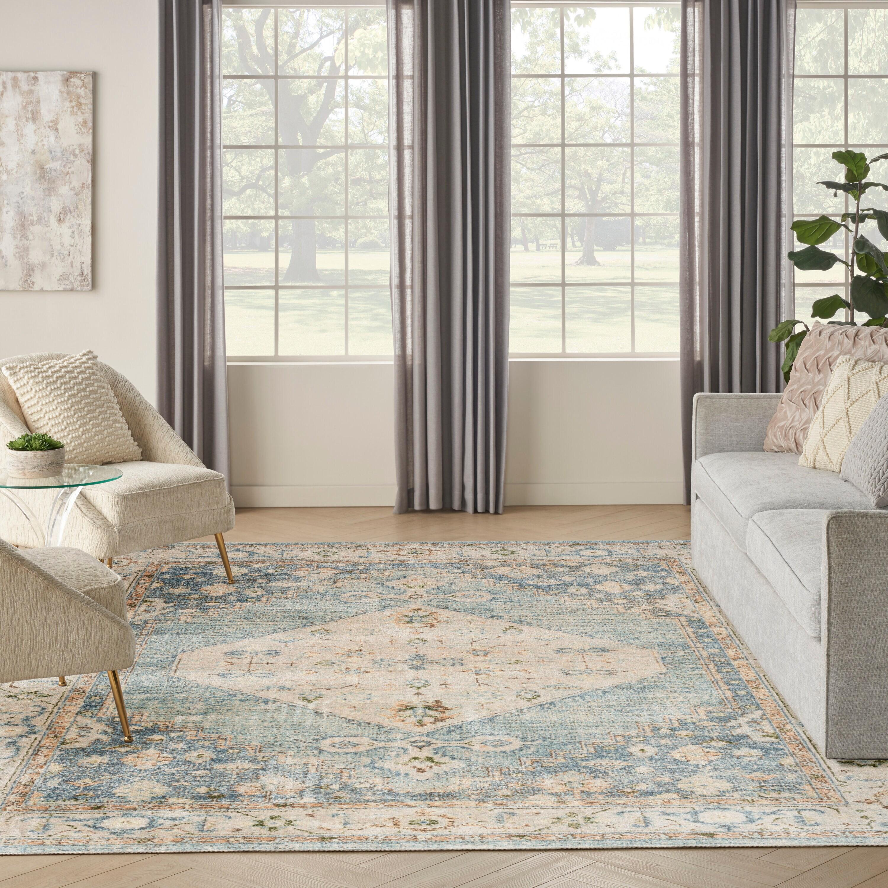 Nourison Astra Machine Washable Vintage Persian Indoor Rug Silver Blue 7'10" x 10'