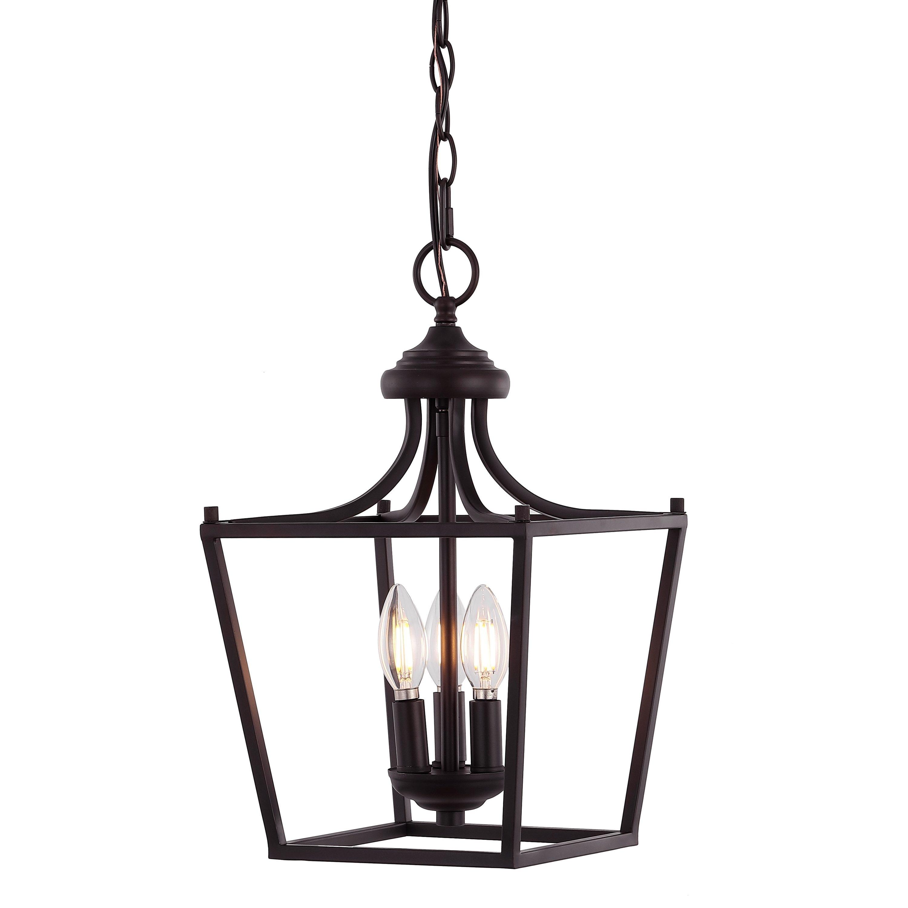 Camden 10" 3-Light Iron Classic Midcentury Pendant Lantern, Oil Rubbed Bronze