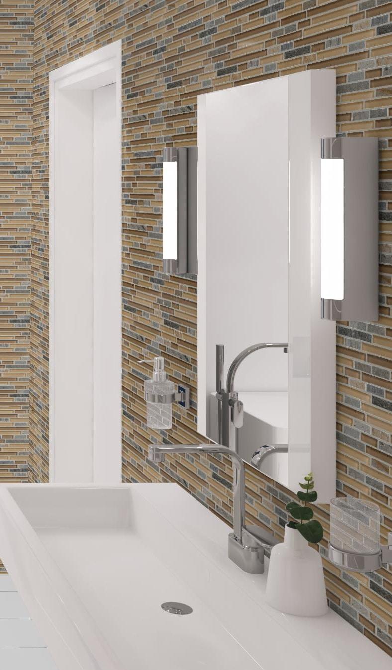 Andova Wright-Scape Straight Edge Glass & Slate Brick Joint Mosaic Kitchen Backsplash, Bathroom, Shower, Pool, Wall and Floor Tile