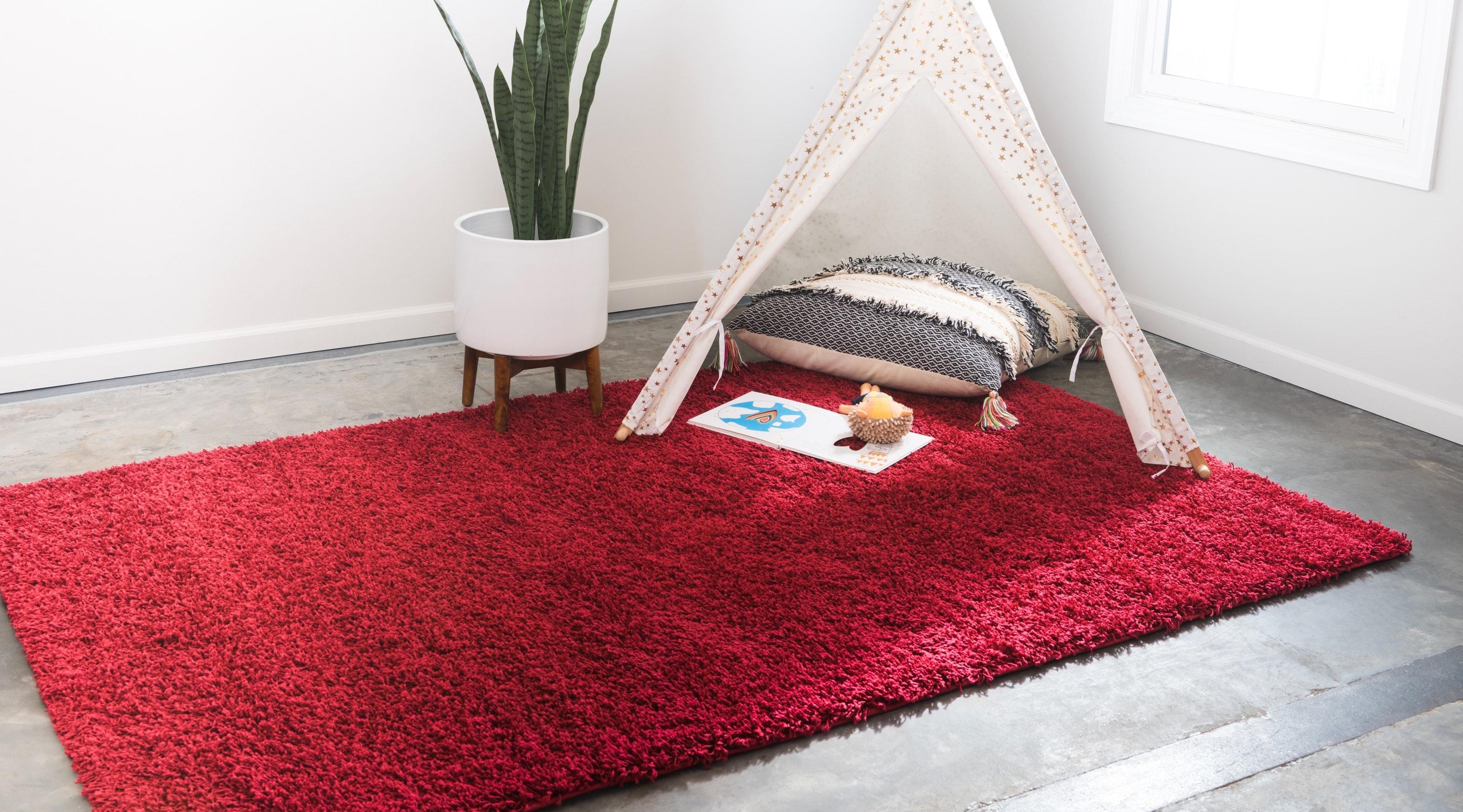 Unique Loom 4' 1 x 6' 1 Solid Shag Cherry Red Area Rug