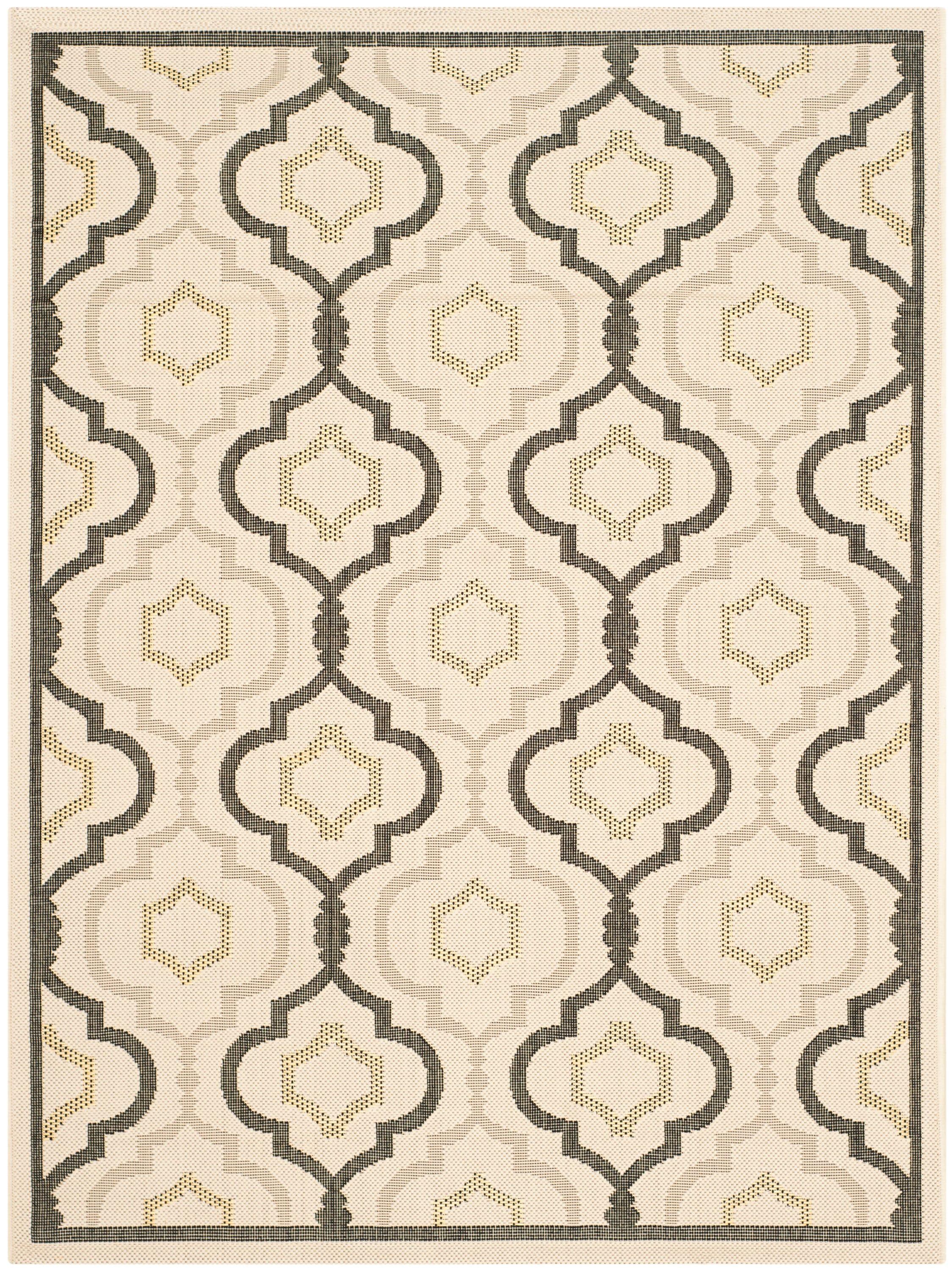 Courtyard CY7938 Power Loomed Indoor and Outdoor Accent Rug - Beige/Black - 2'7"x5' - Safavieh