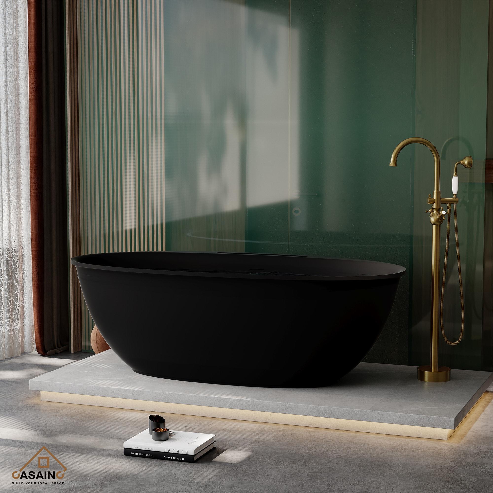 Coral Way 67'' x 34'' Solid Surface Stone Freestanding Soaking Bathtub