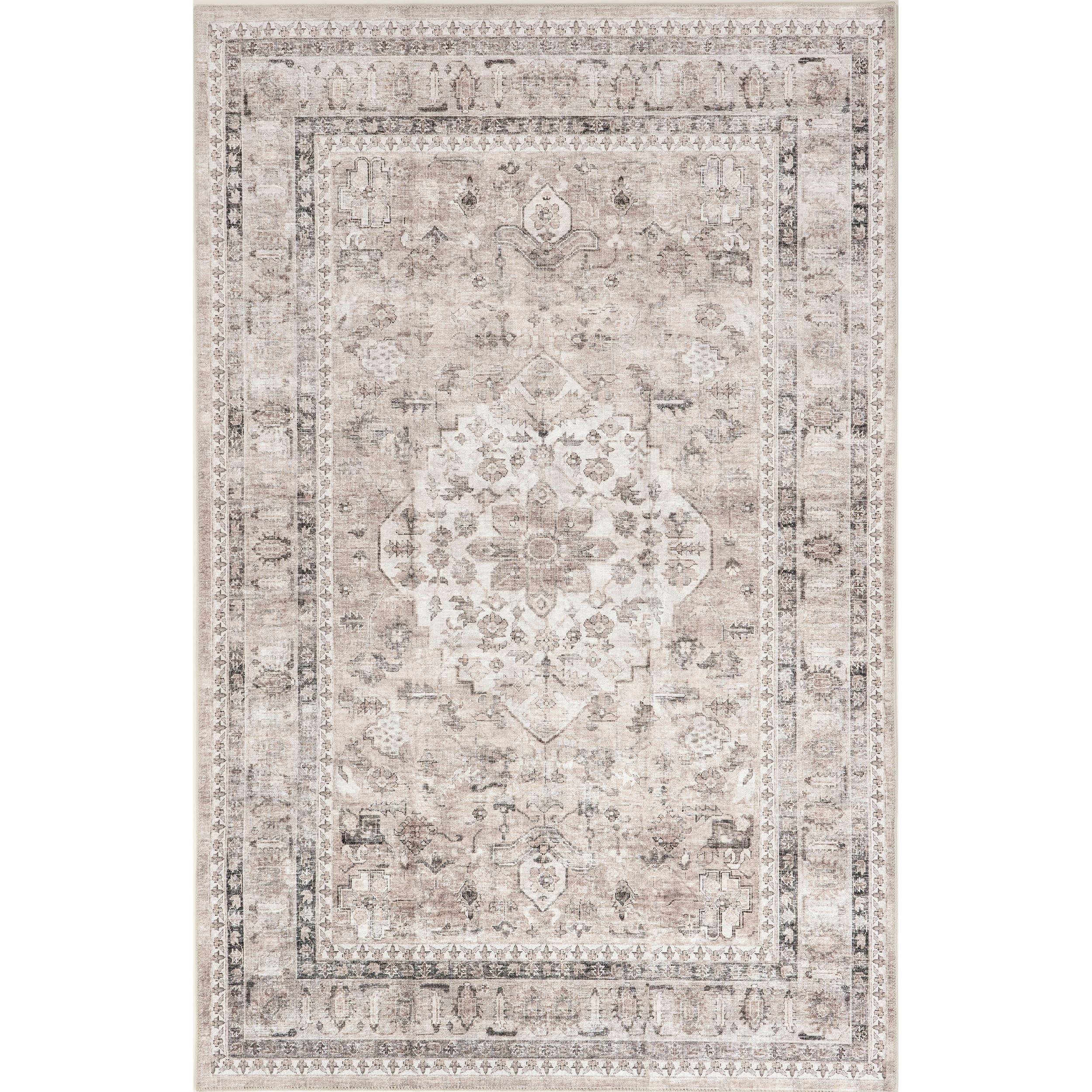 Nuloom Davi Faded Spill Proof Treated Pet Friendly Premium Machine Washable Area Rug, 3' x 5', Stone