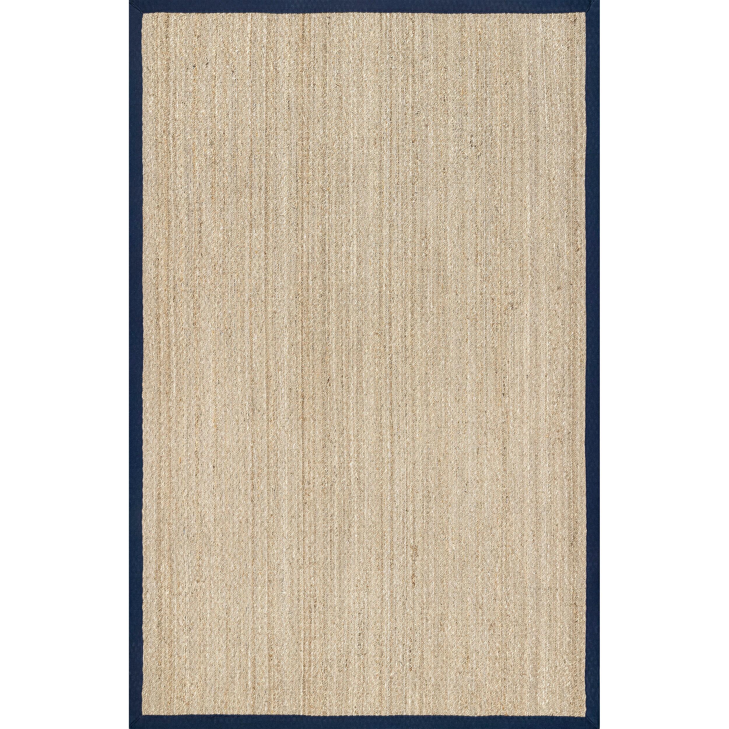 nuLOOM 3x5 Elijah Seagrass Area Rug, Navy, Solid Farmhouse Style, Cotton Bordered, Basketweave, Natural Fiber, For Bedroom, Dining Room, Living Room, Hallway, Office, Kitchen, Entryway
