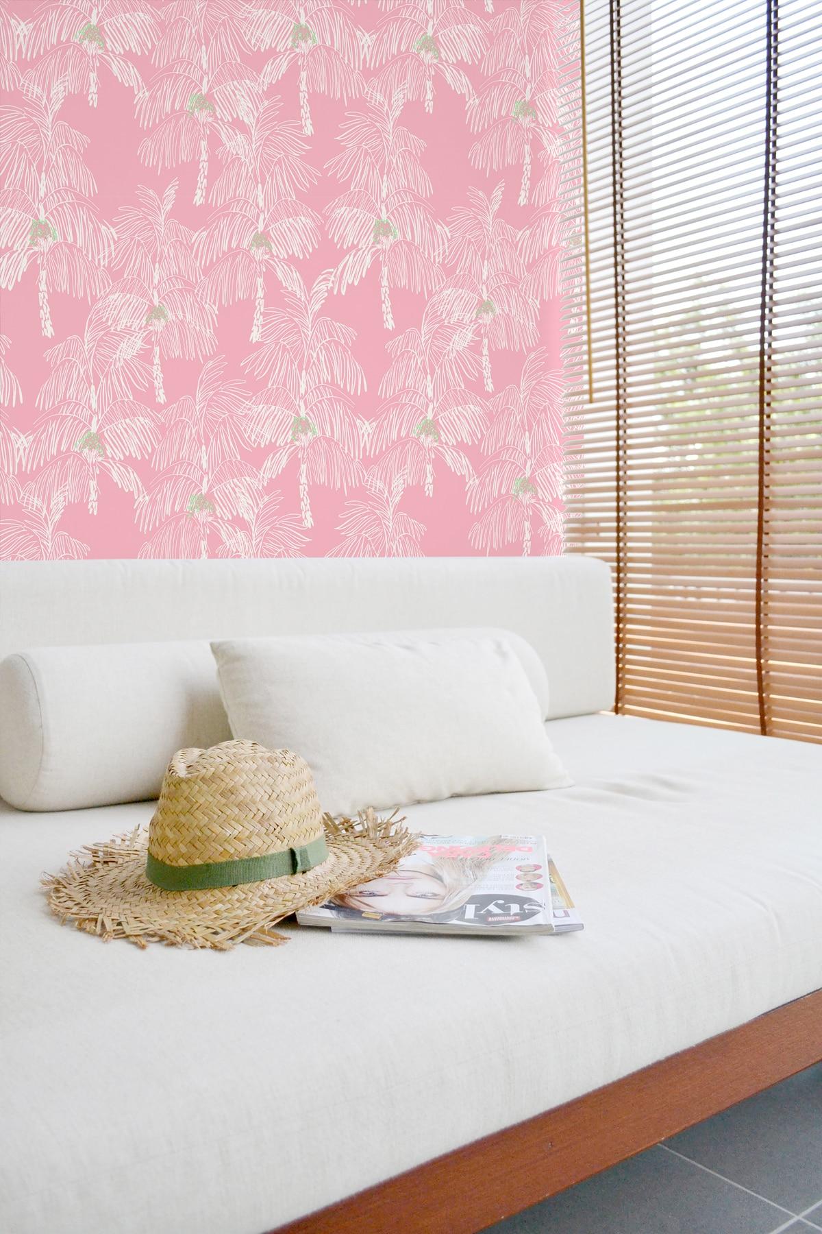 NextWall  Palm Beach Peel and Stick Wallpaper Flamingo