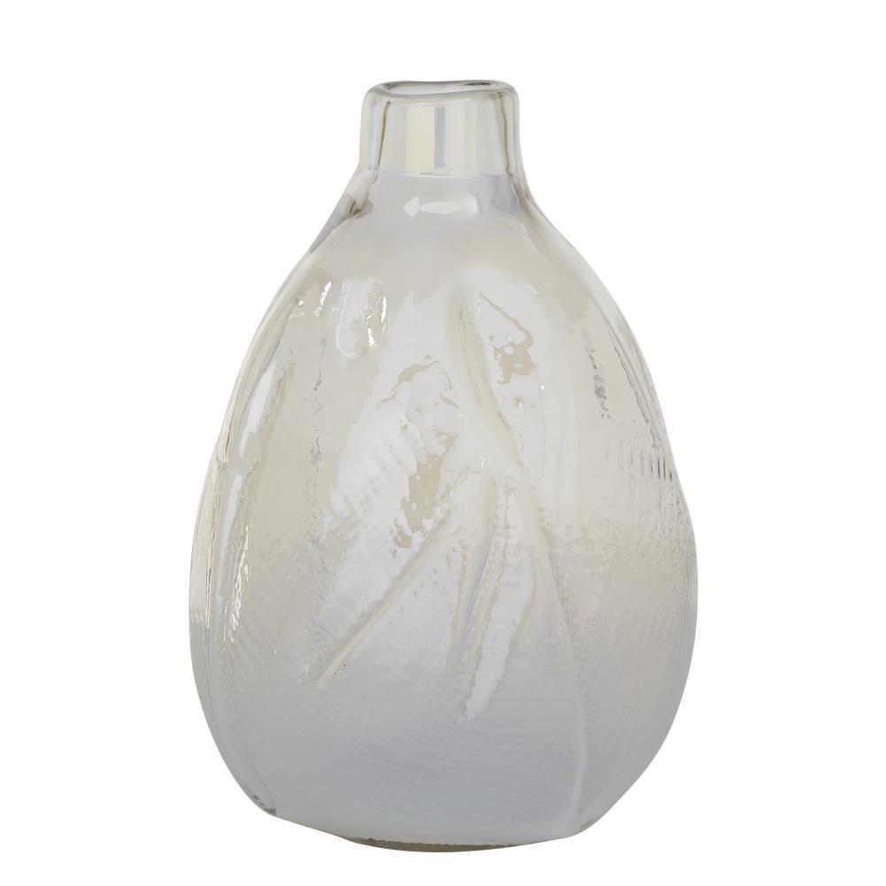 DecMode 16" Blown White Glass Vase