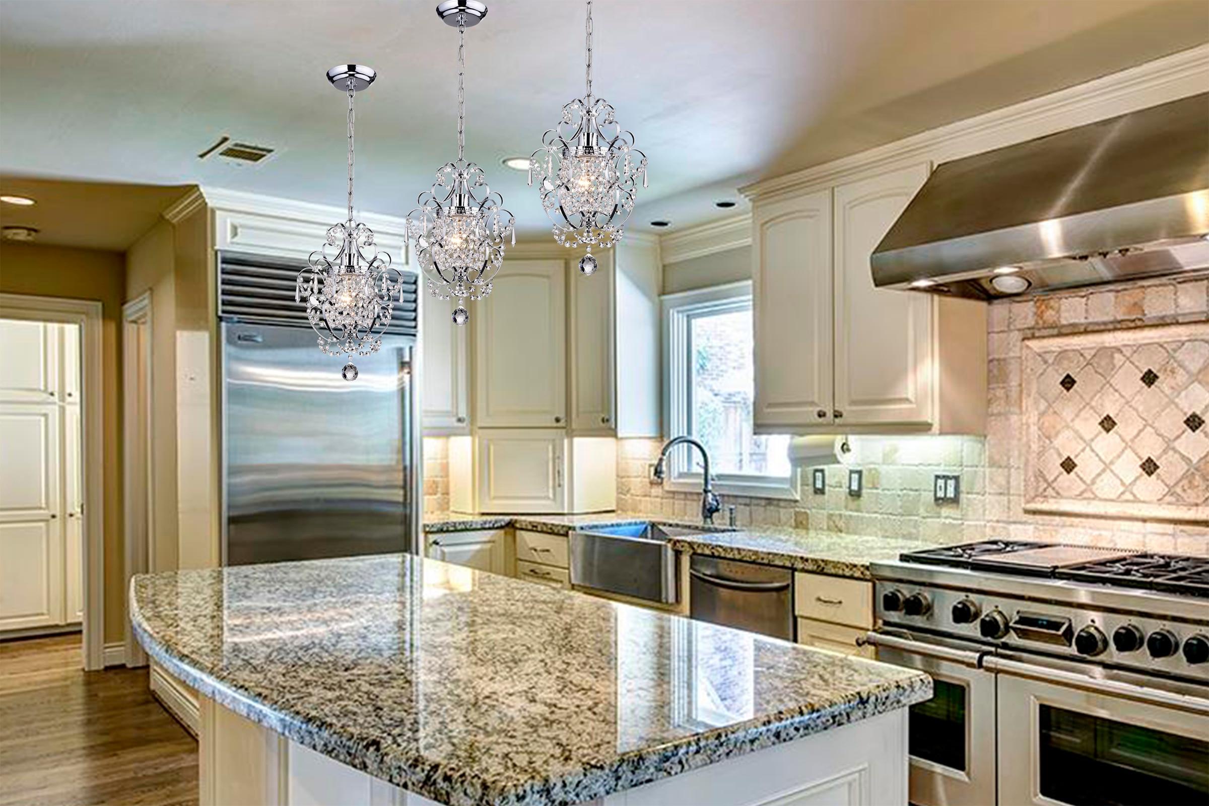 Edvivi Lighting Chrome Finish 1-Light Glam Mini Pendant with Crystal