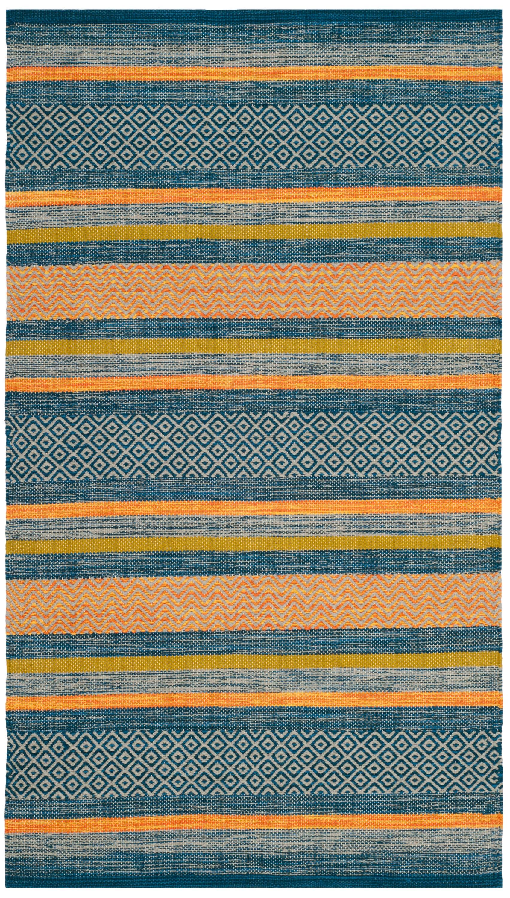 Montauk MTK213 Hand Woven Indoor Accent Rug - Blue/Orange - 3'x5' - Safavieh.