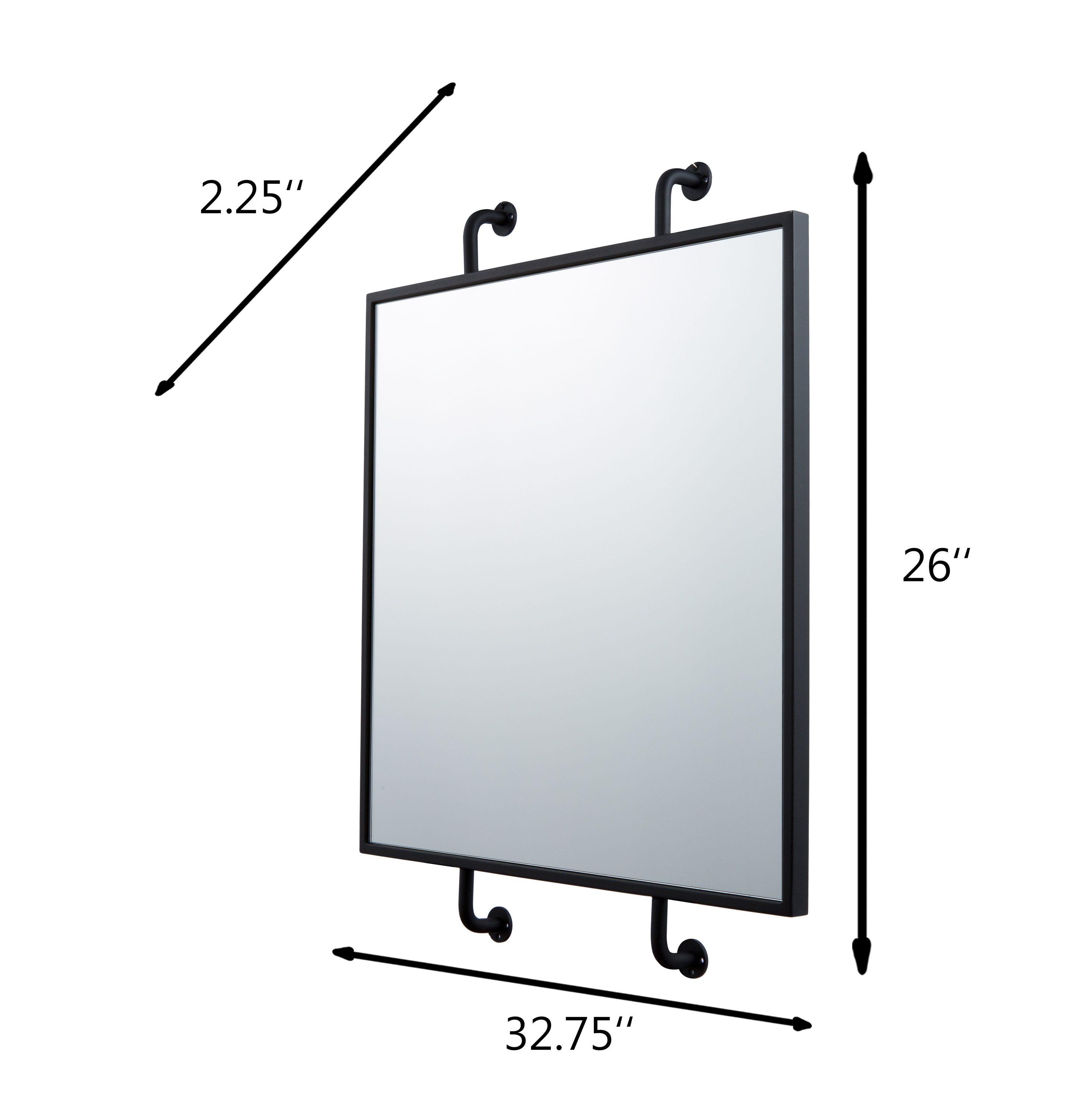 Varaluz Tycho 32x26 Pipe Mounted Wall Mirror - Black