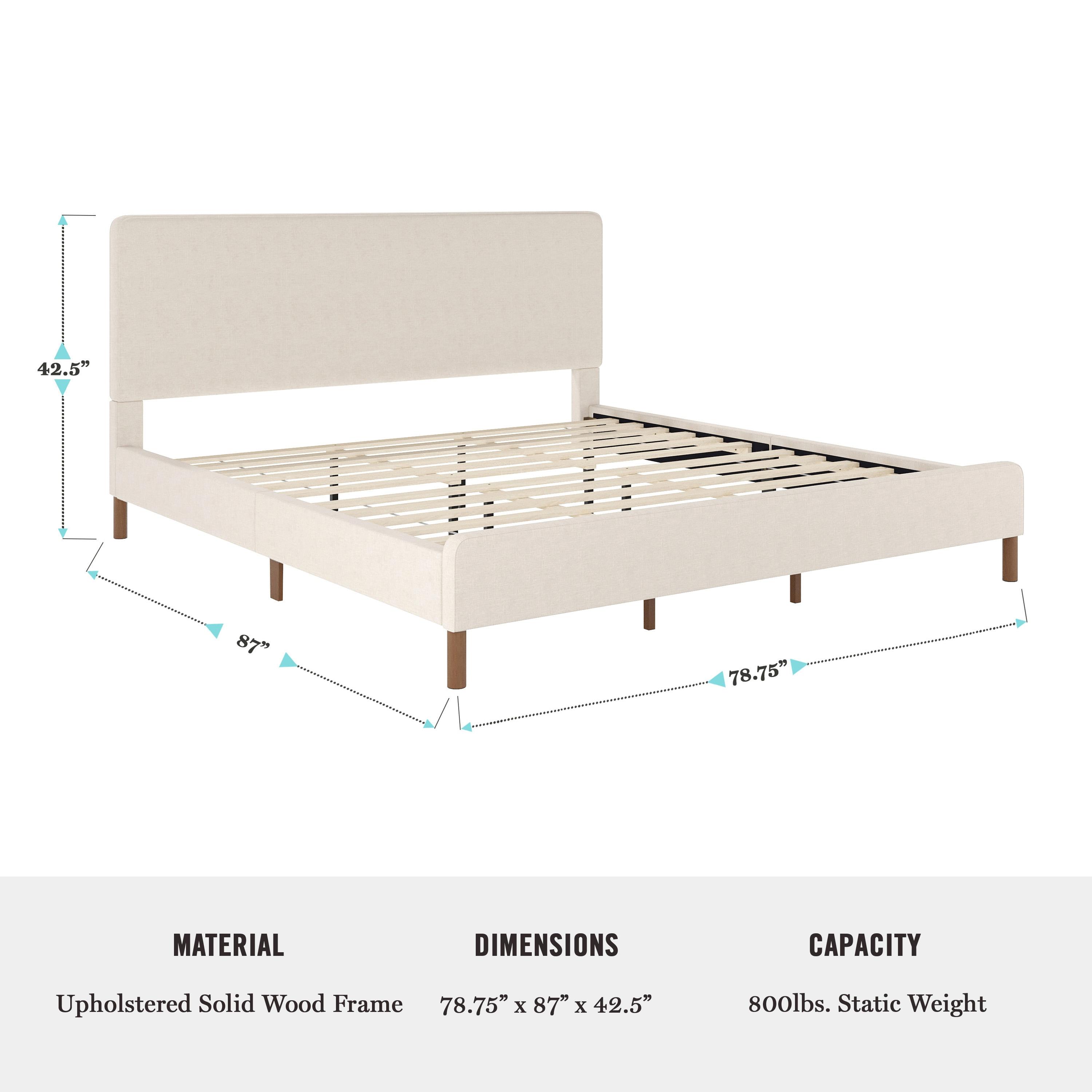 Martha Stewart Britta Upholstered Platform Bed With Piped Detail Headboard