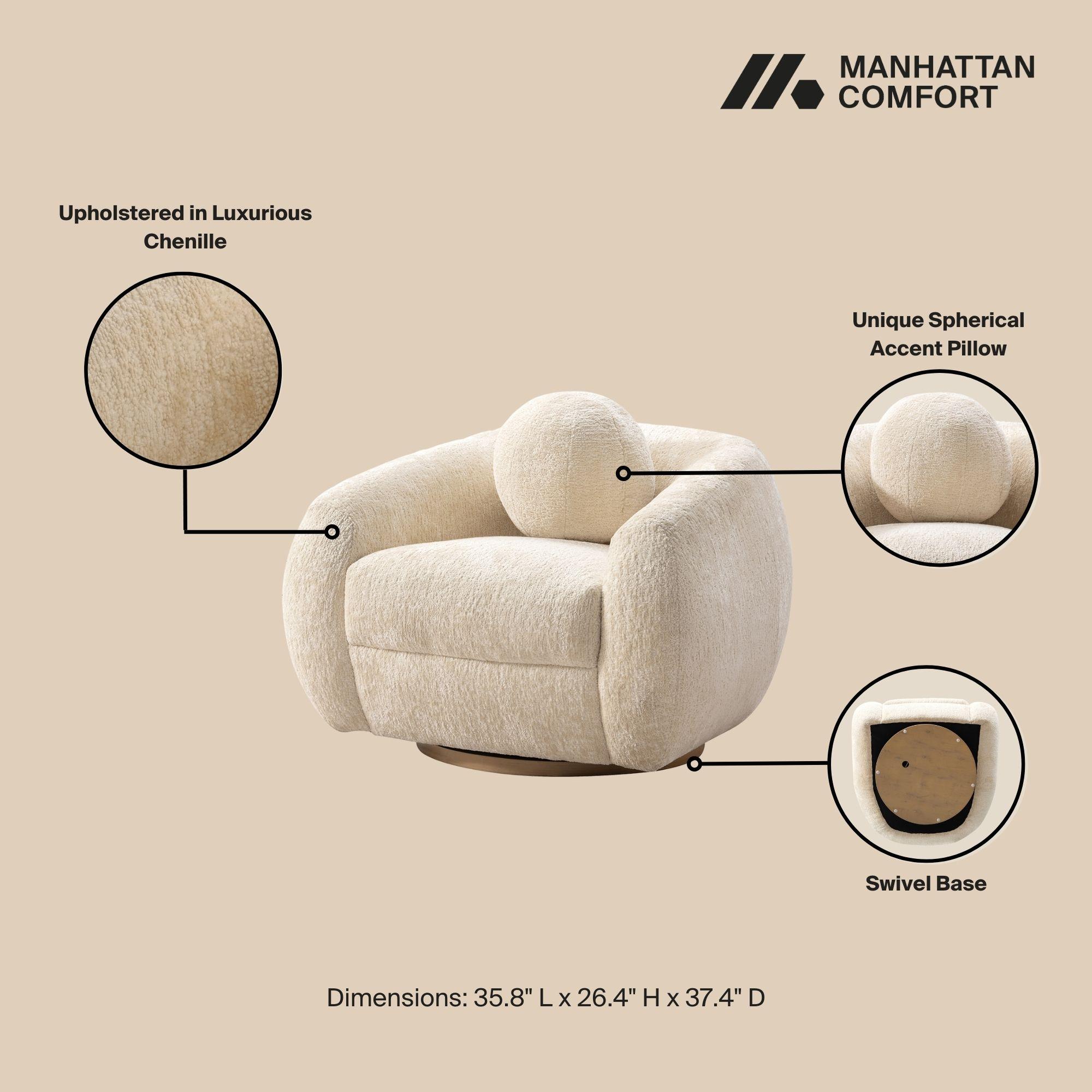 Manhattan Comfort Tribeca Modern Chenille Upholstered Accent Chair Cream