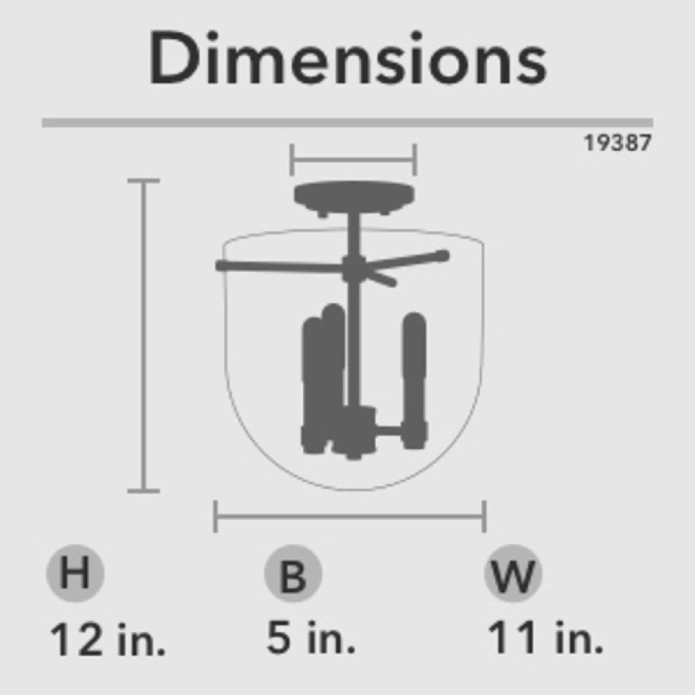 Hunter Sacha Natural Iron 3 Light Flush Mount Ceiling Light Fixture
