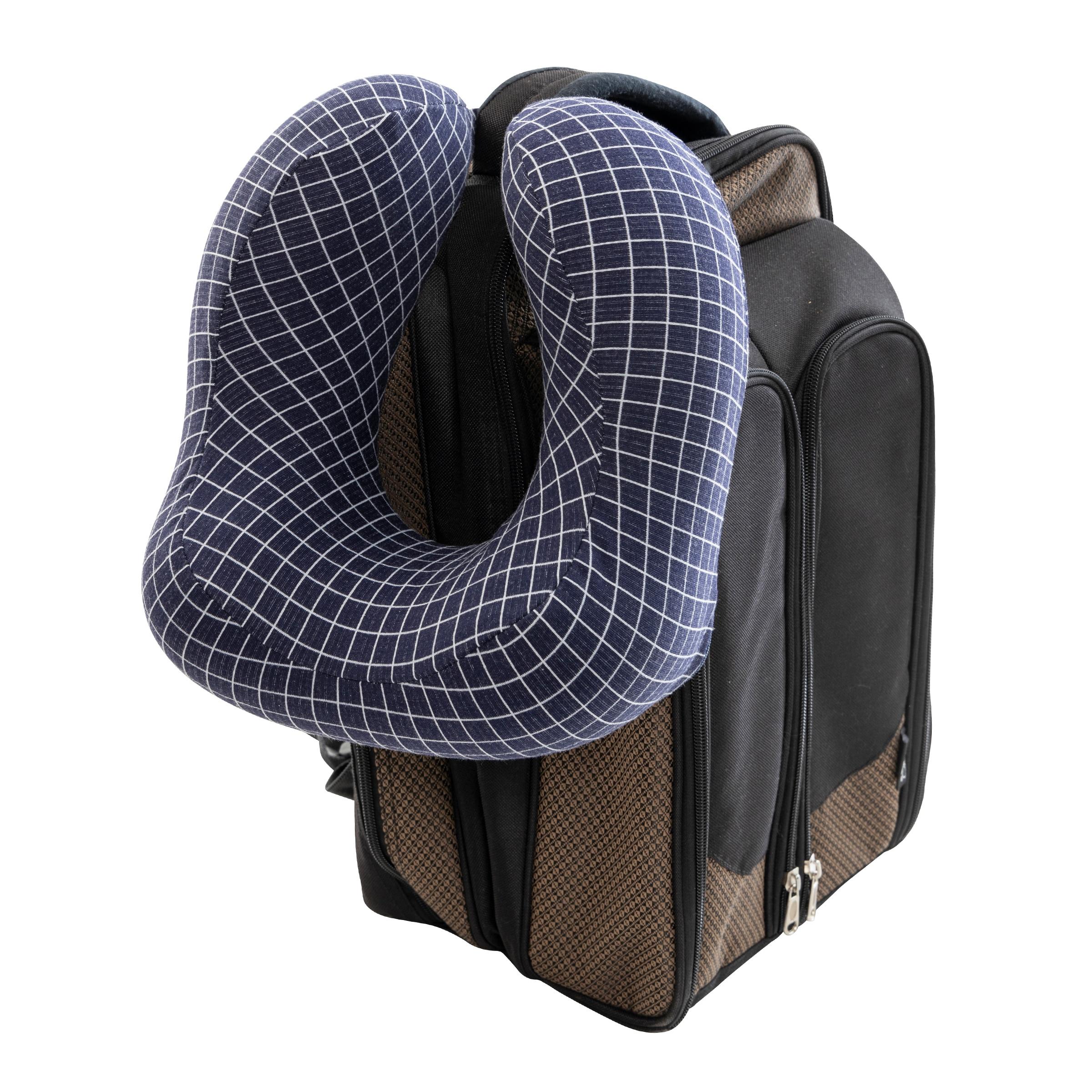 Travel Pillow - Memory Foam Pillow with Washable Cover - Neck Pillows for Sleeping on Airplanes, Trains, Cars, and Buses by Home-Complete (Navy)