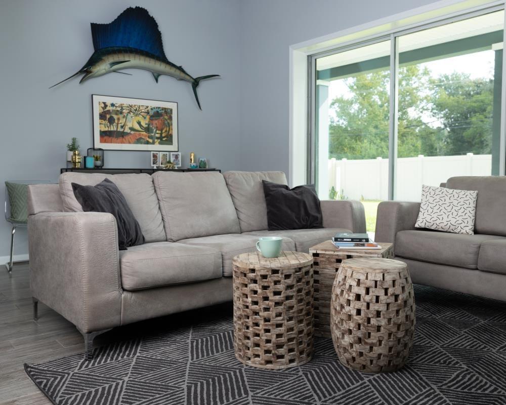 Balkene Home Maya Oval Rustic Garden Stool Wood Outdoor Seating & End Table Portable Adaptable Outdoor Furniture - Seasoned Patina Finish