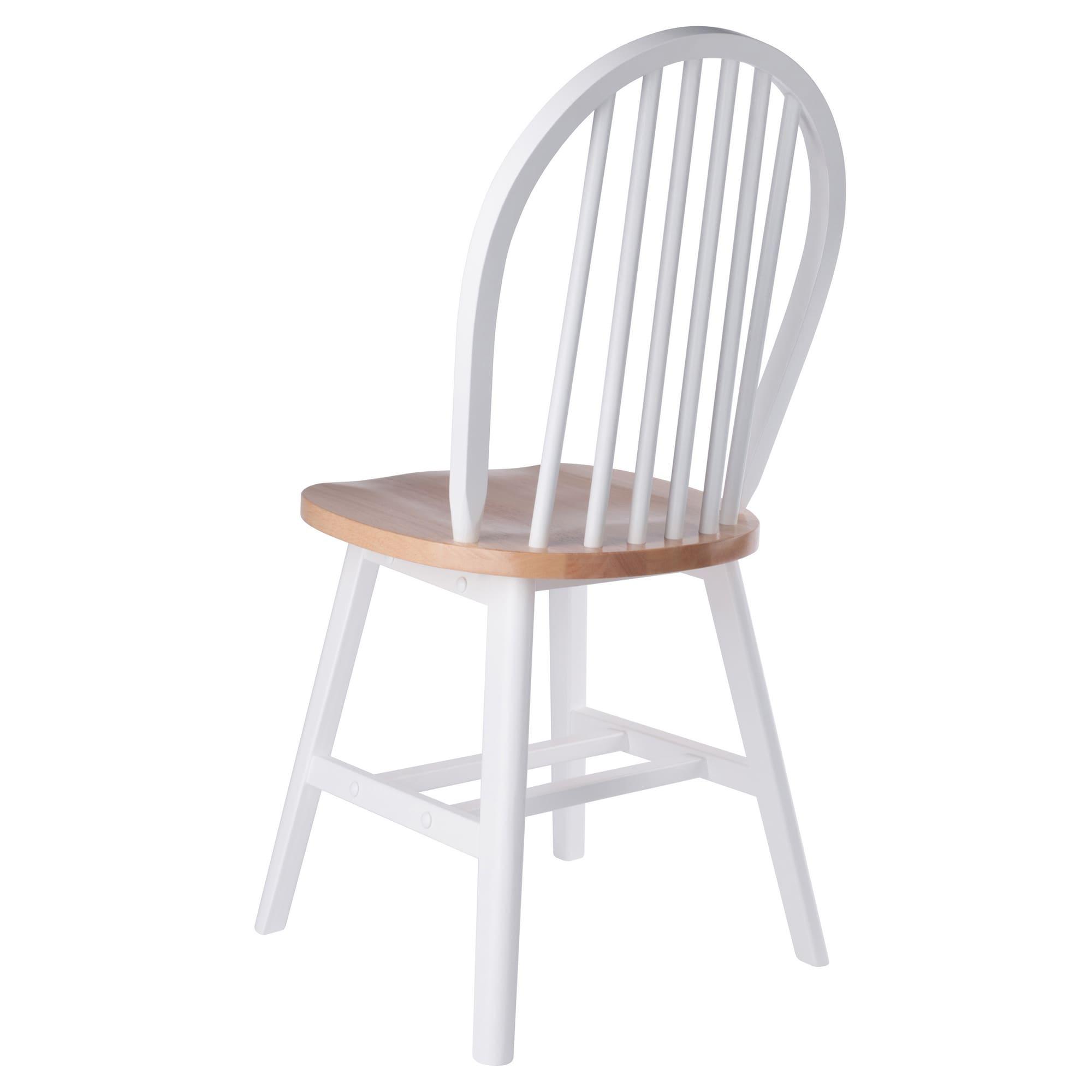 Winsome 2pc Windsor Chair Set Natural/White : Wood Frame, Spot Clean, Transitional Style, No Tools Assembly