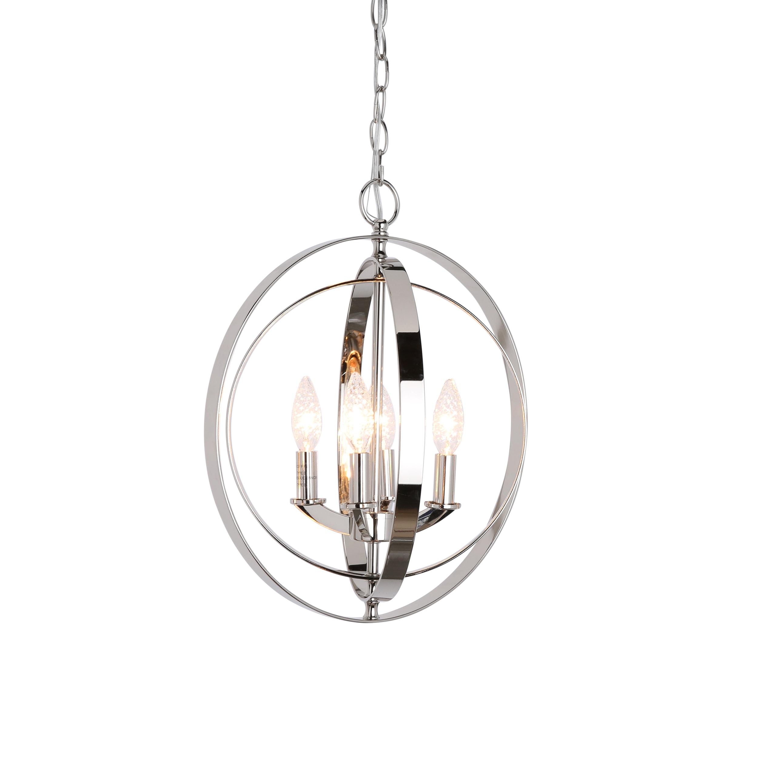 Progress Lighting Equinox 4-Light Foyer Pendant, Polished Nickel, Oval, Steel, Interlocking Rings, Canopy Included