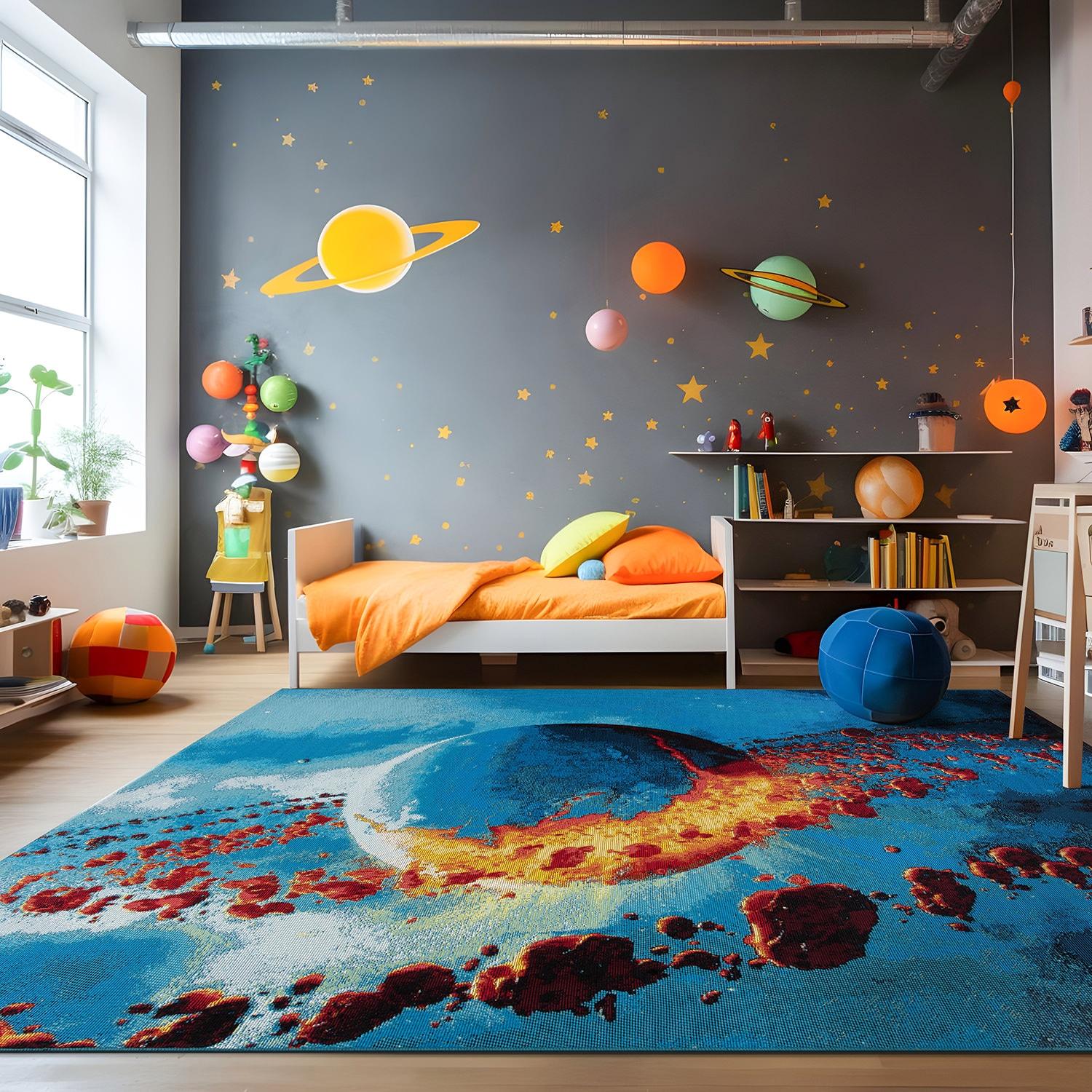 World Rug Gallery Galactic Wonder Galaxy Indoor/Outdoor Area Rug - Multi 5'3"X7'