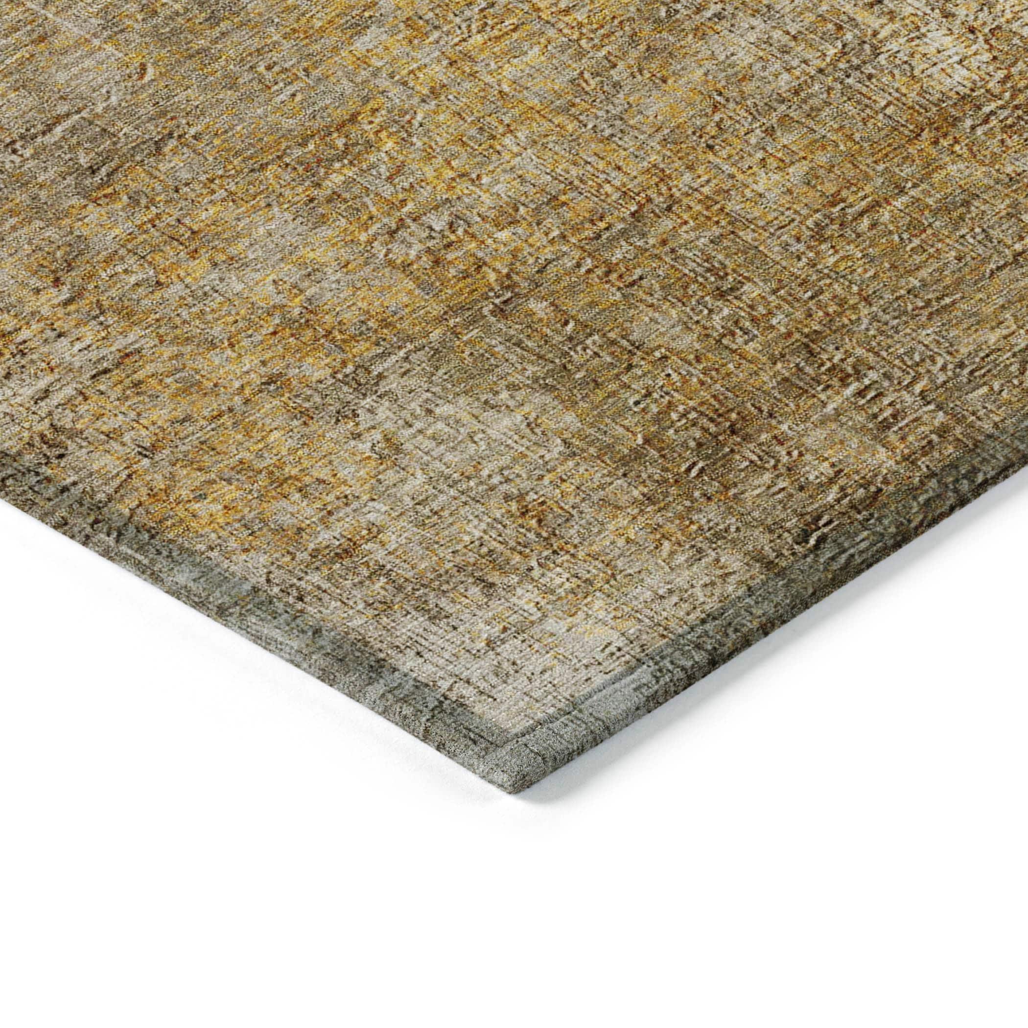 Beige and Gold Machine Washable Indoor Outdoor Area Rug