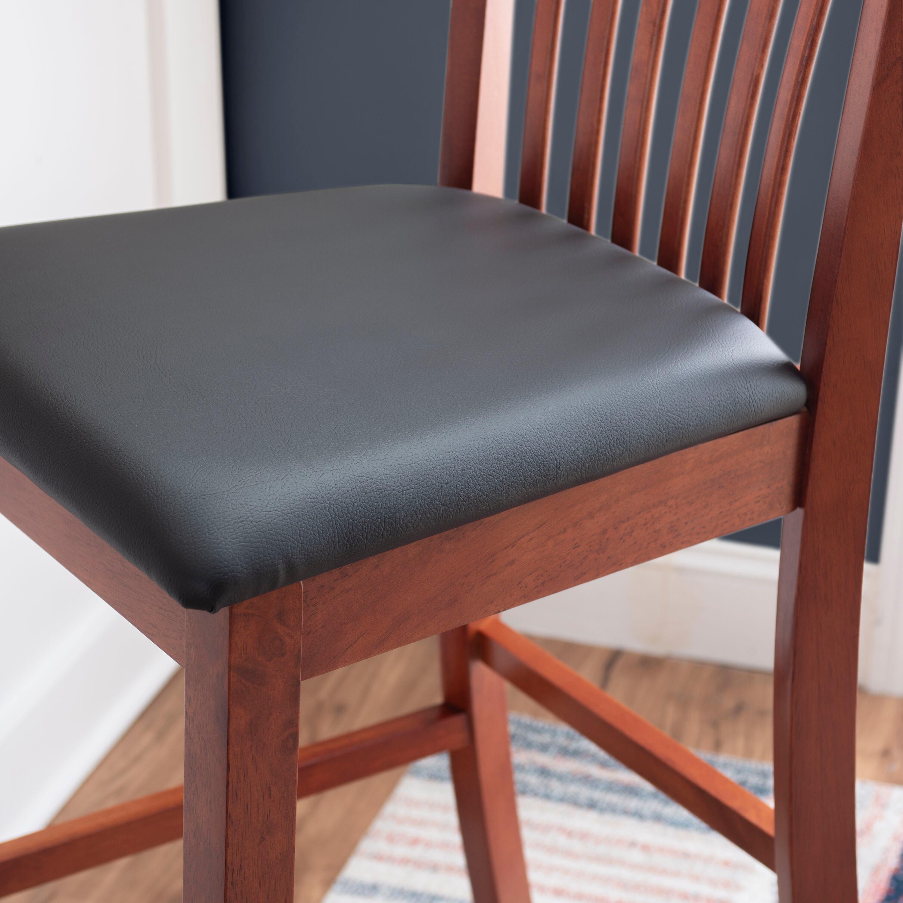 30" Torino Craftsman Padded Seat Barstool Hardwood/Dark Cherry - Linon: Rubberwood, 31" High