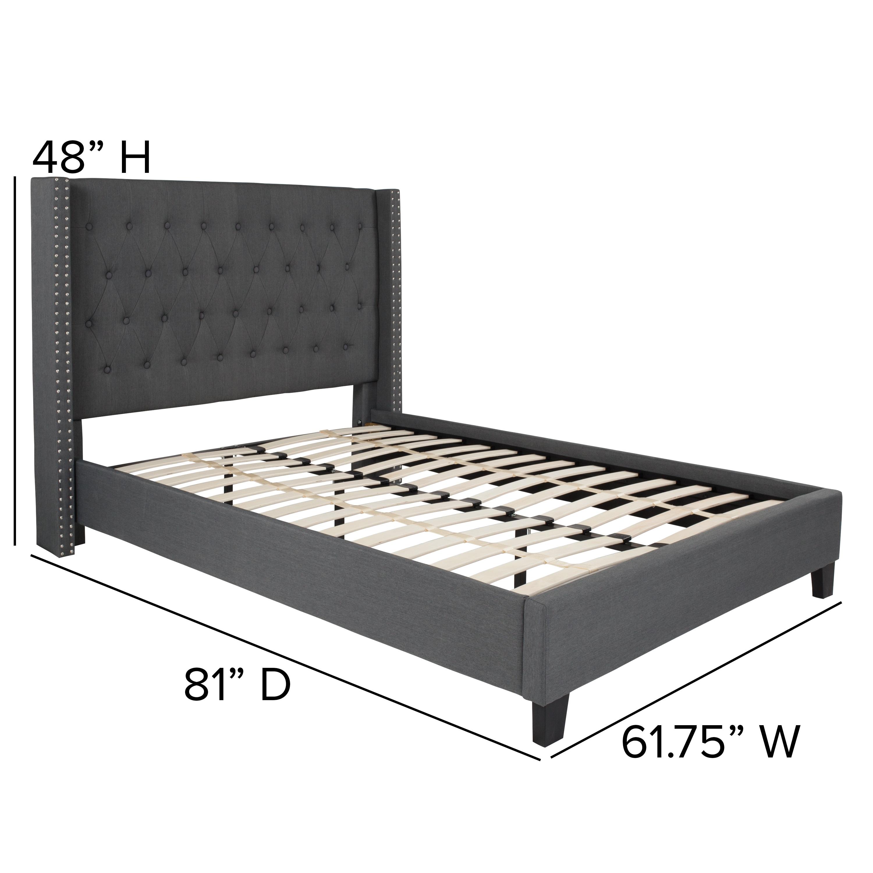 Flash Furniture Riverdale Full Size Tufted Upholstered Platform Bed in Dark Gray Fabric