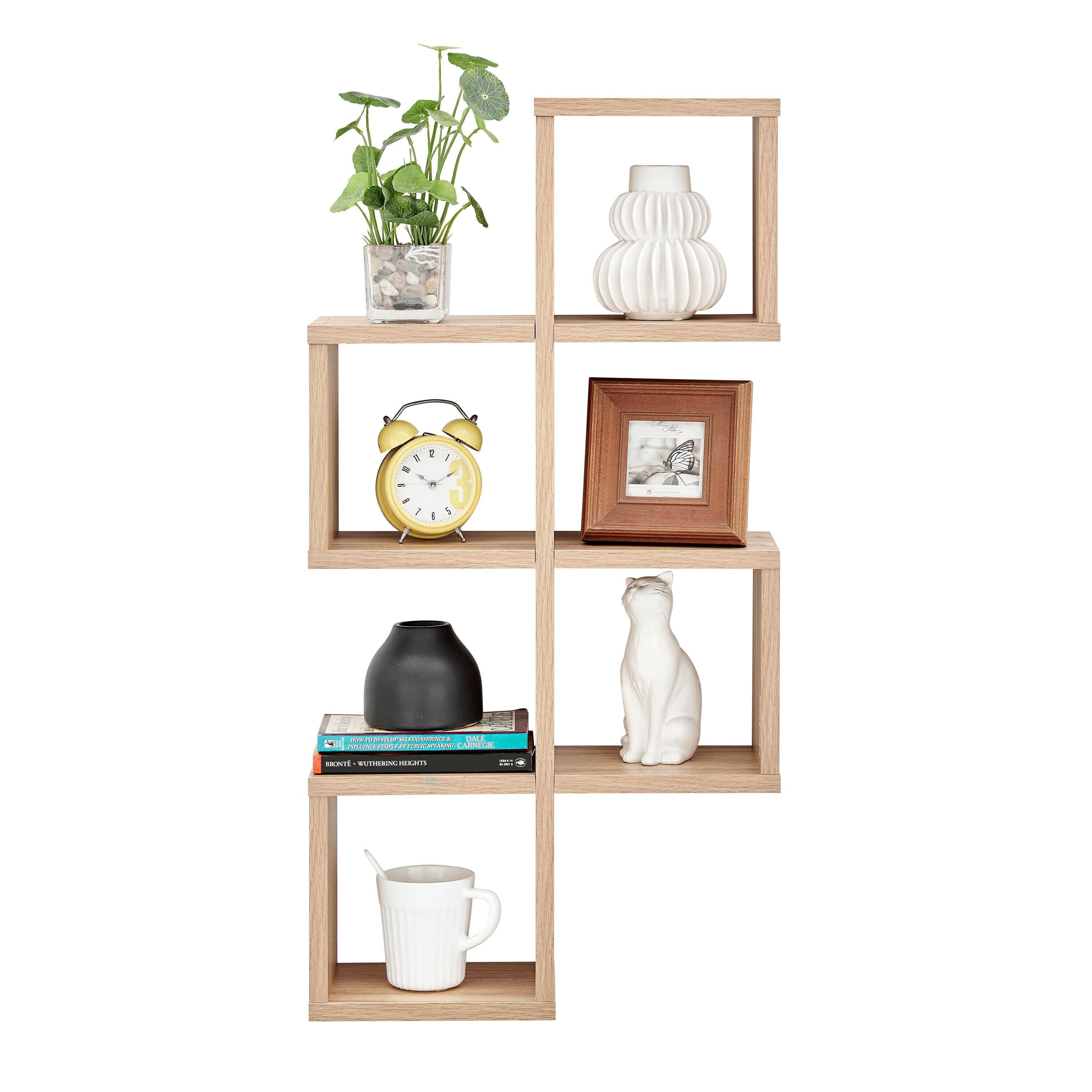 Danya B. 30" x 15.25" Cubby Chessboard Wall Shelf Chestnut - MDF, Contemporary Design, Interlocking