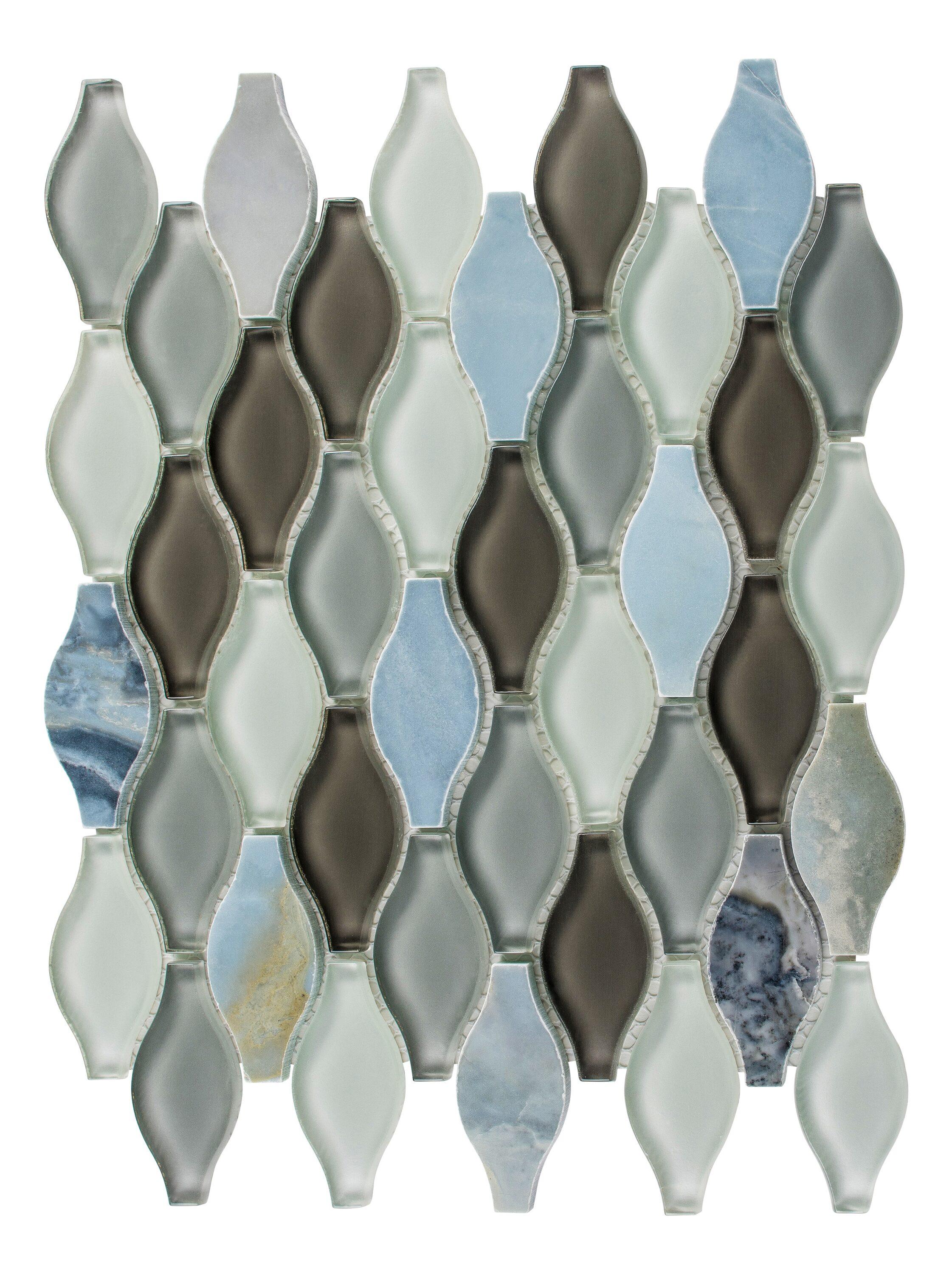 Annabelle Glass and Stone Arabesque Mosaic Kitchen Backsplash, Bathroom, Shower, Pool, Wall and Floor Tile