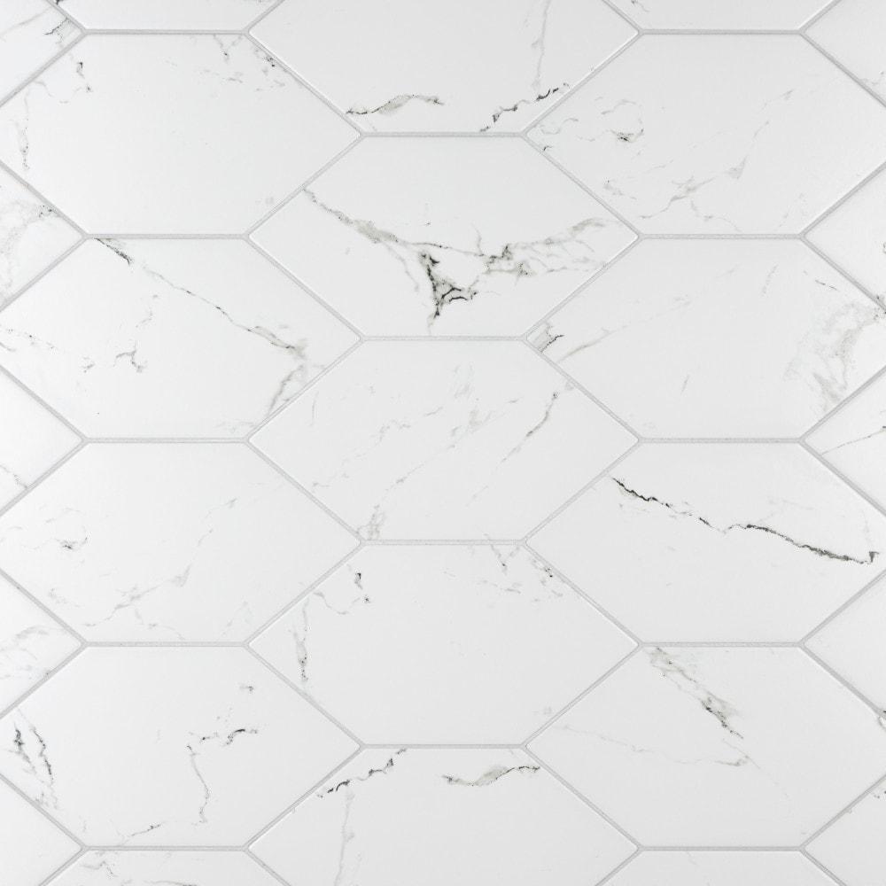 Timeless Calacatta Kayak 6-1/2" x 12-1/2" Porcelain Stone Look Wall & Floor Tile