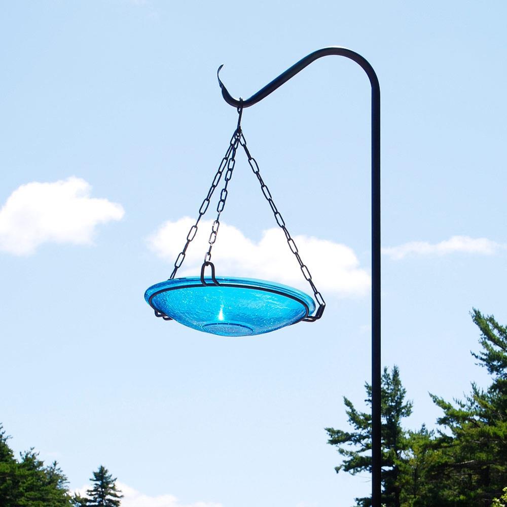 2.5" Reflective Crackle Glass Birdbath Bowl Teal Blue - Achla Designs: Hand-Blown, Weather-Resistant, Freestanding