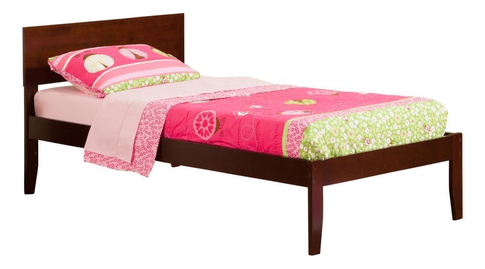 AFI Furnishings Orlando Twin Extra Long Platform Bed with Open Footboard and Turbo Charger in Walnut