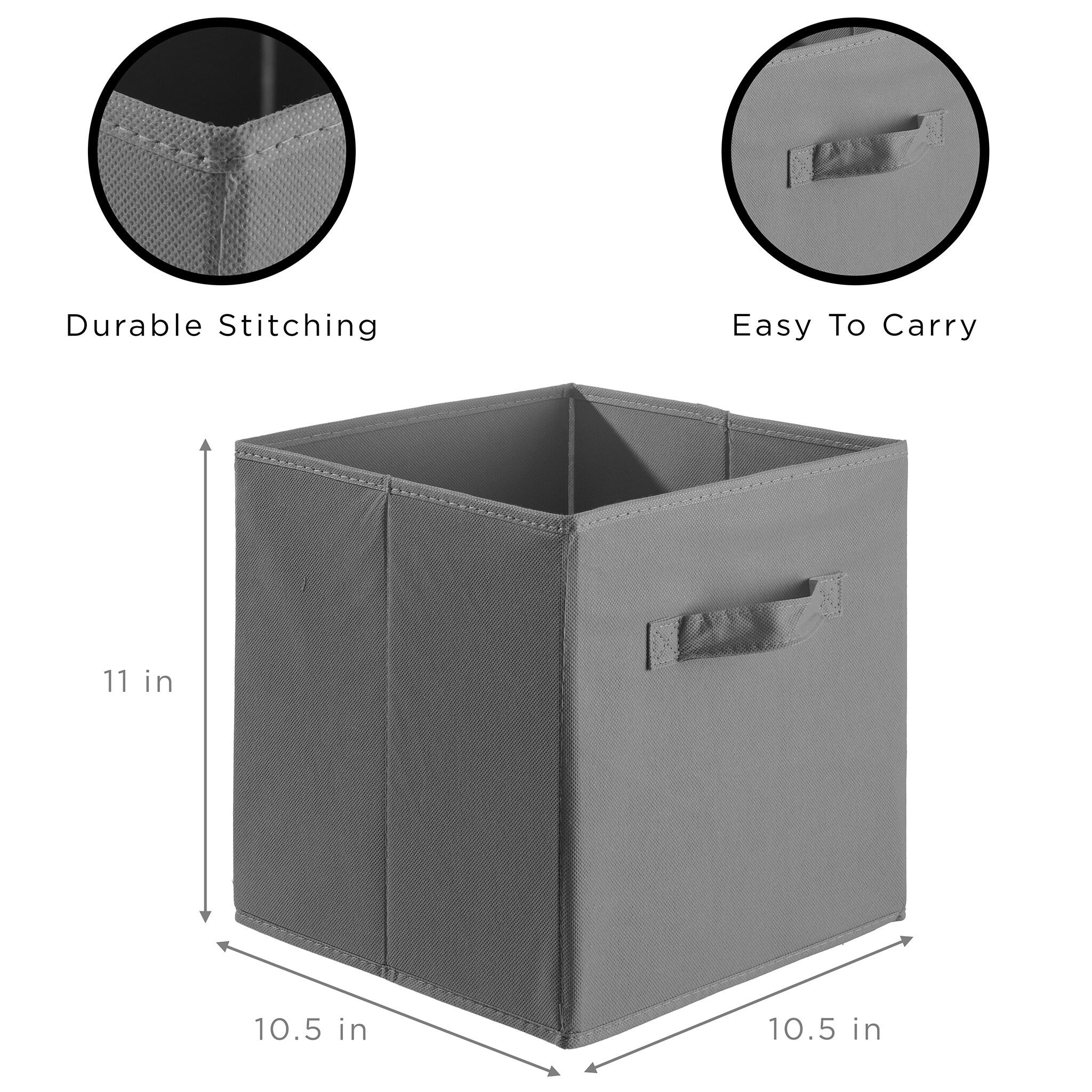 Sorbus 11 Inch 6 Pack Foldable Fabric Storage Cube Bins with Handles - for Organizing Pantry, Closet, Nursery, Playroom, and More (Gray)