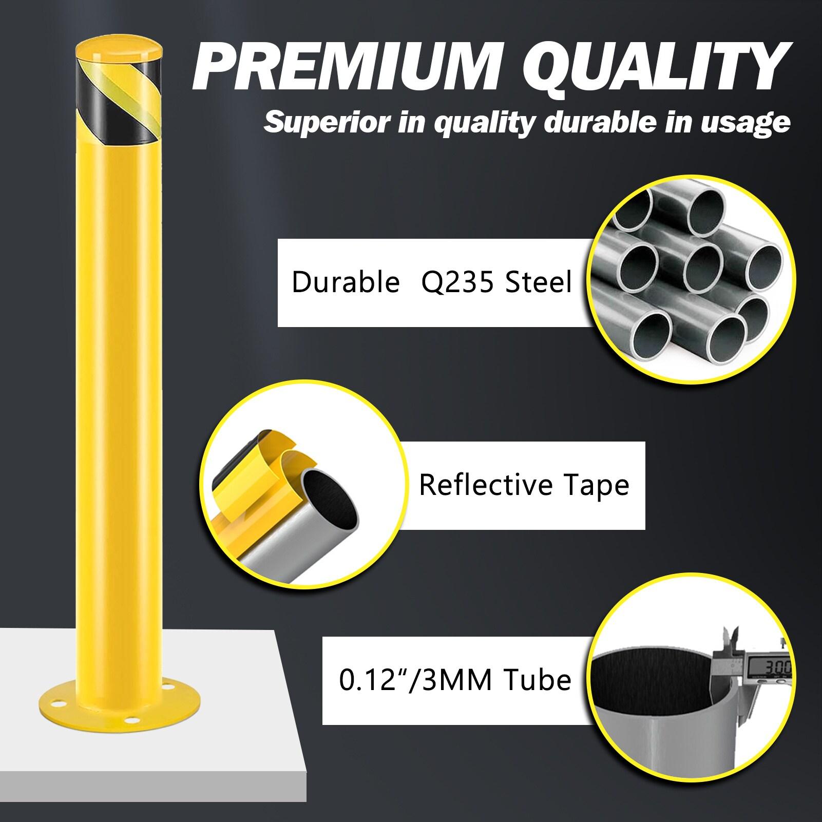 Safety Bollard Post, Steel Bollards,Parking Bollard, Yellow Powder Coated Safety Parking Barrier Post, for Traffic Sensitive Areas (2, 36"H*4.5"D)