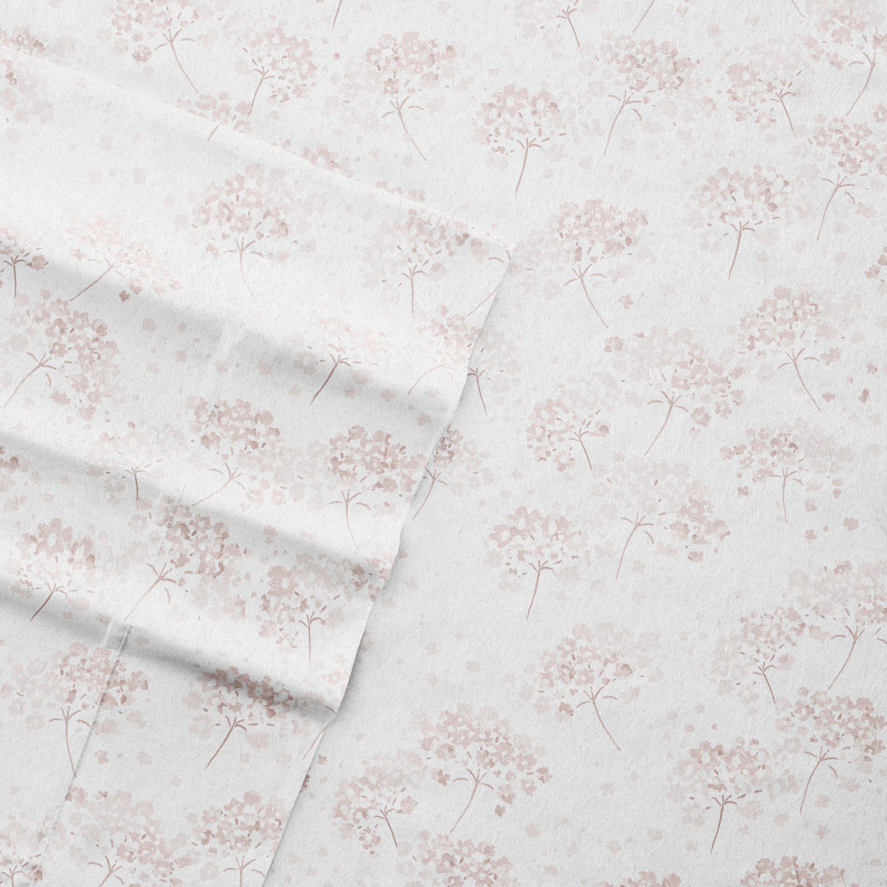 Pink Flower Bunch 4 Piece 100% Cotton Flannel Deep Pocket Sheet Set, Full, by Noble Linens