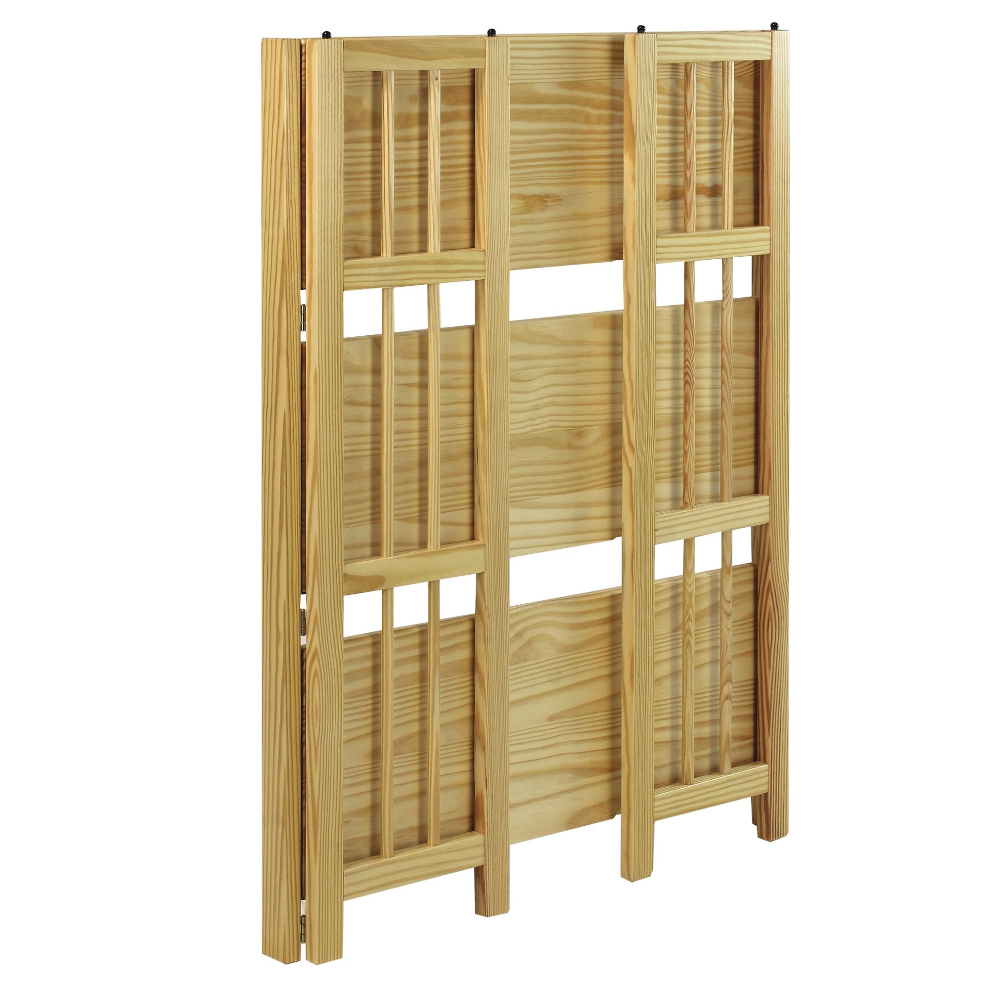 3-Shelf Folding Stackable Bookcase 27.5" Wide-Natu