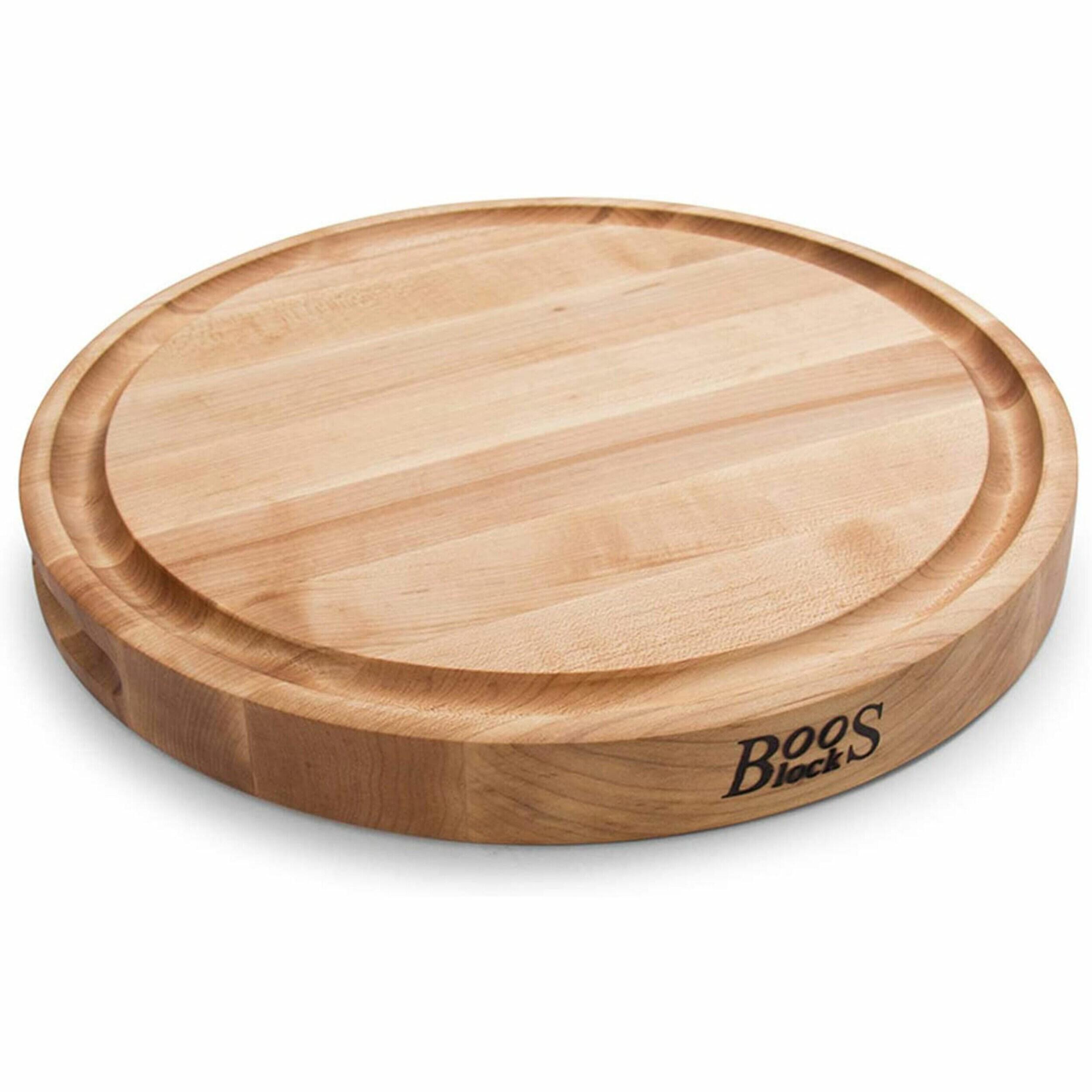 John Boos Chef's Collection Round Maple Cutting Board with Groove